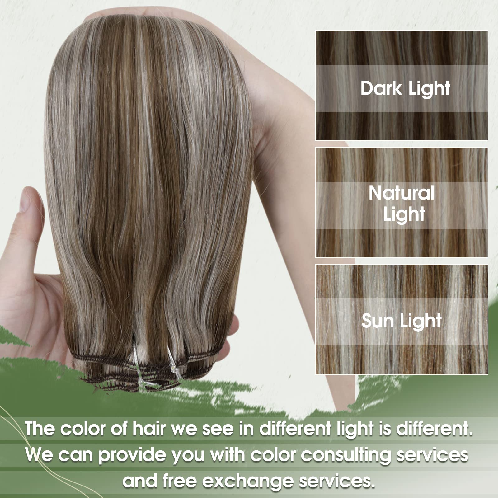Hetto Clip In Hair Extensions Human Hair #10/613 Golden Brown Mix Bleach Blonde Clip In Extensions Human Hair Straight Clip In H