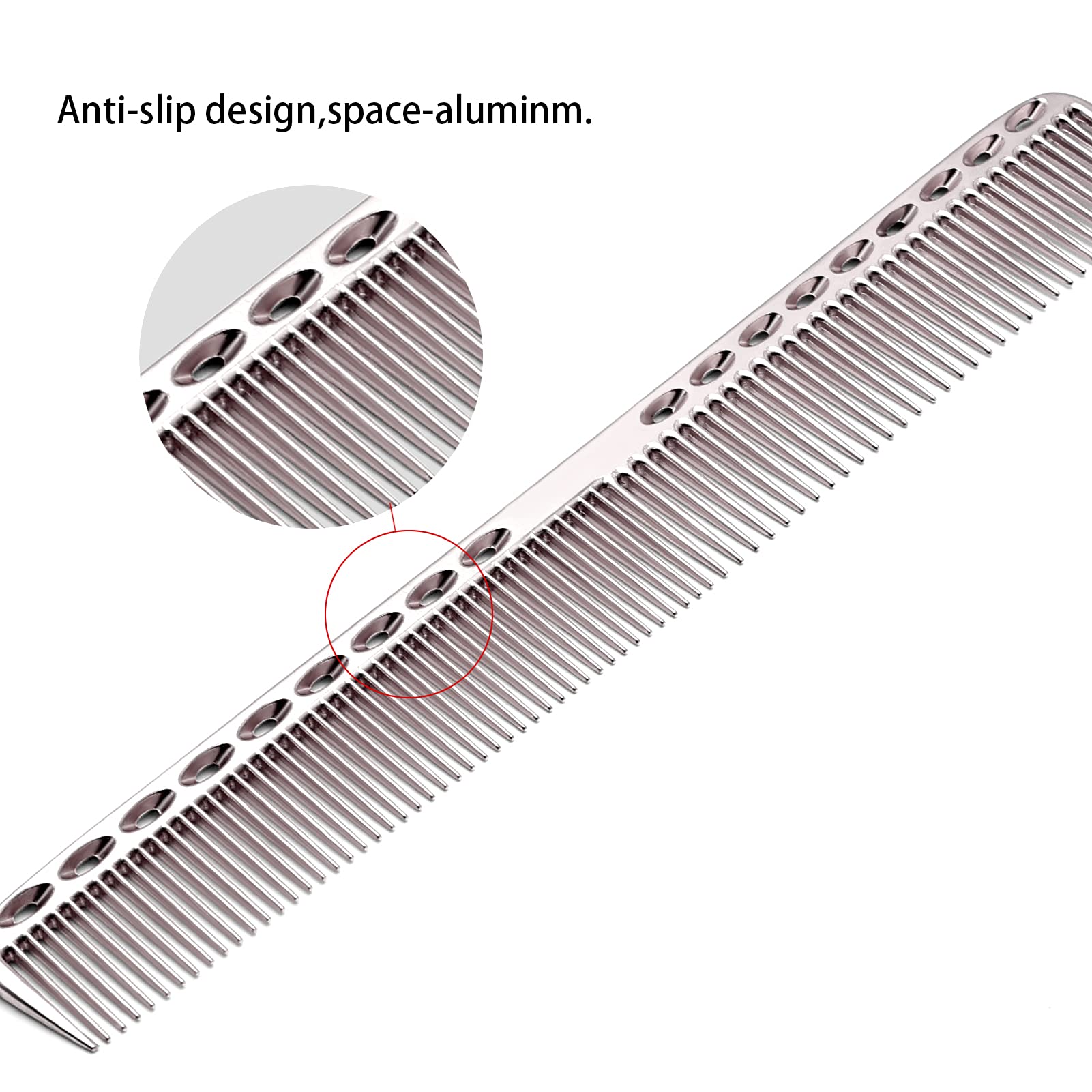 Cgbarber Professional Aluminum Dressing Comb, 4 Types Metal Hair Combs For Hair Styling Included Long Hair Cutting Comb,Short St