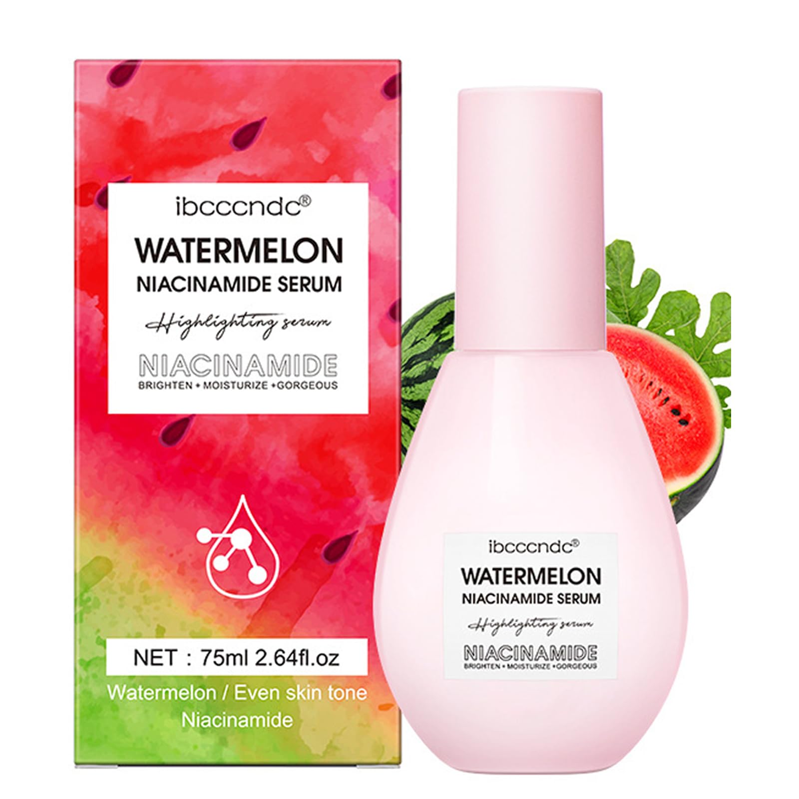 Watermelon Niacinamide Moisturize Serum For Face Skin Care, Hydrating & Brighten With Hyaluronic Acid, Glycerin And Vitamin E, L