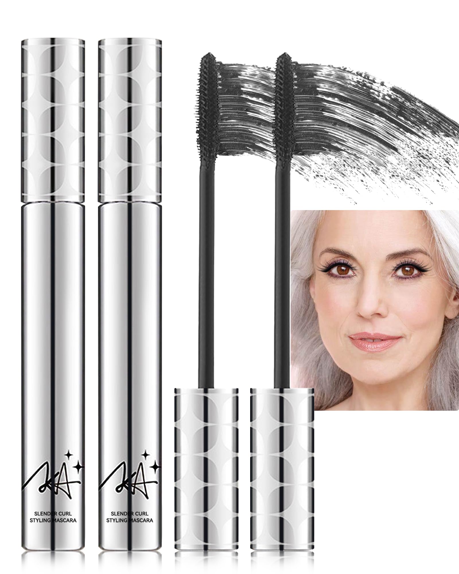 Mascara For Older Women 60 Plus -2Pcs Black Mascara Volume And Length For Mature Women With Thinning Lashes, Prime Mascara Water