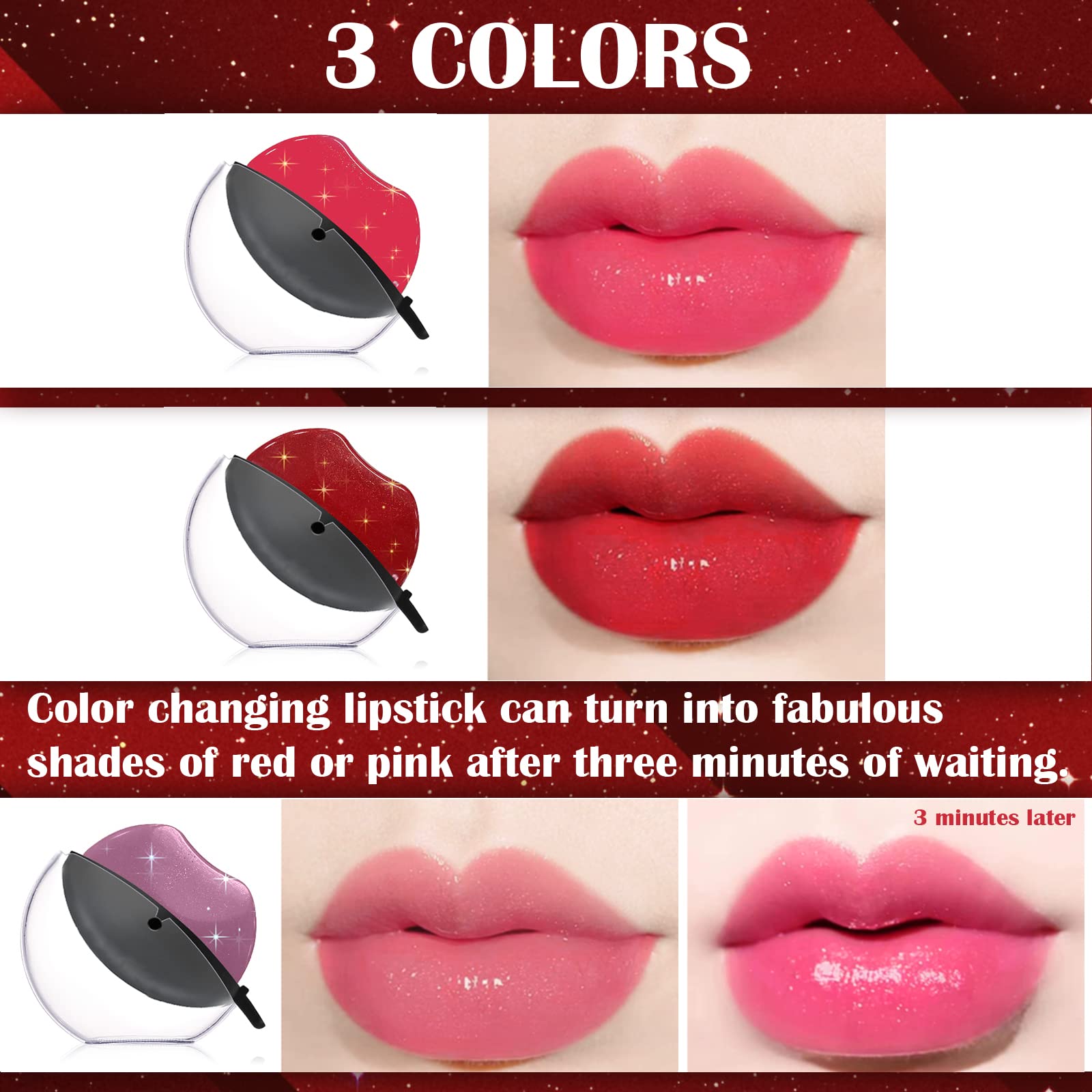 Dageda Pearl Lipstick, Labiales Magicos Long Lasting Waterproof Moisturizing Non-Stick Cup Not Fade Lip Shape Magic 3 Colors Cha