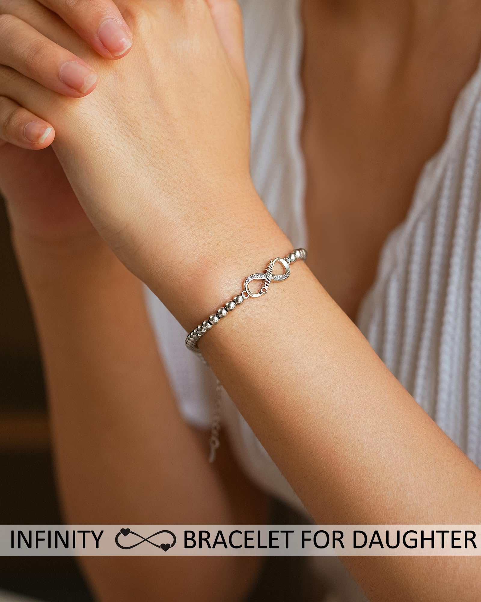 Tarsus Daughter Gifts, Daughter Gifts From Mom Infinity Love Daughter Bracelet Christmas Valentines Day Birthday Gifts for Daugh