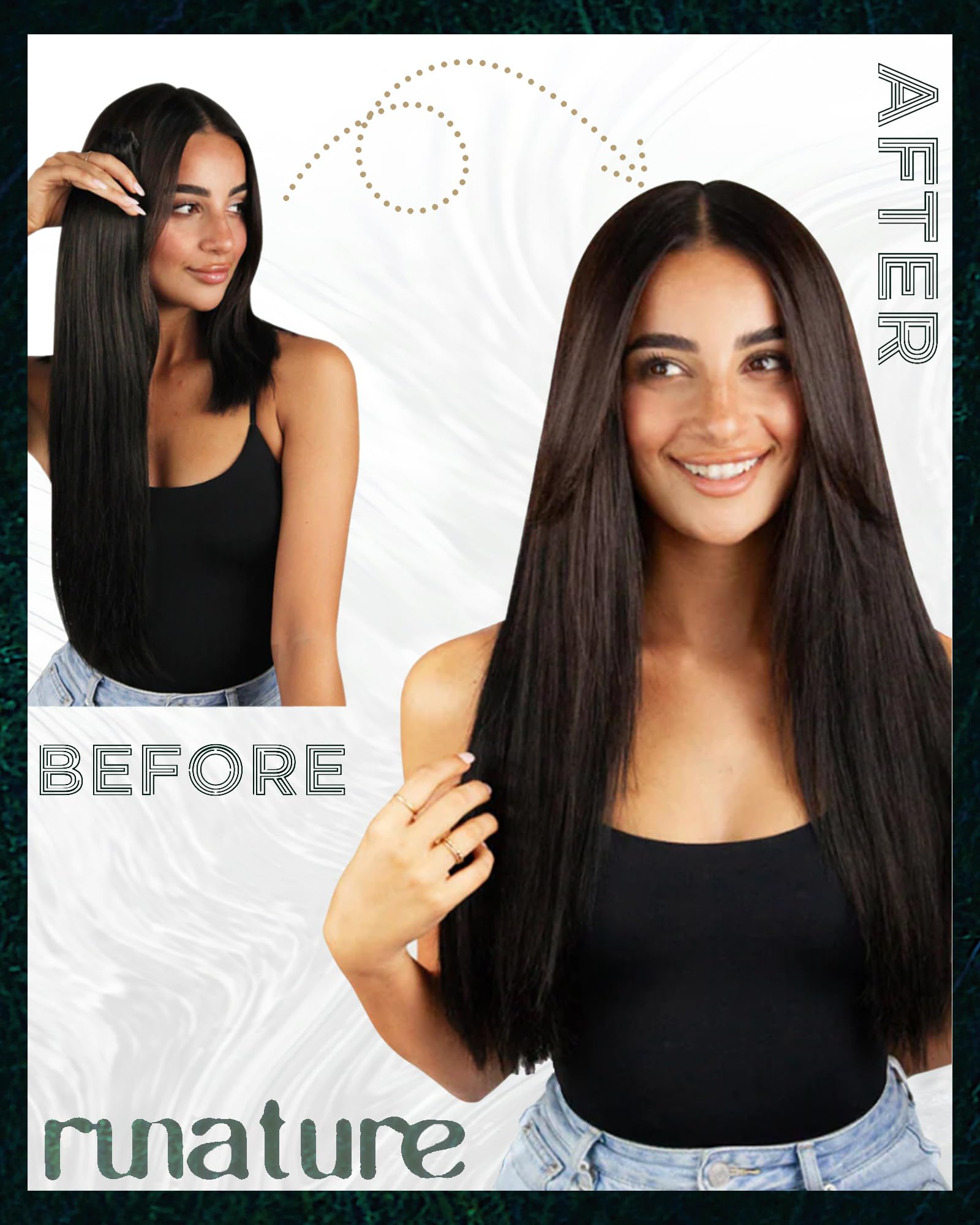 RUNATURE 20 Inch Tape in Hair Extensions Human Hair for Black Girl Invisible Tape ins Human Hair Extensions Brazilian Straight T