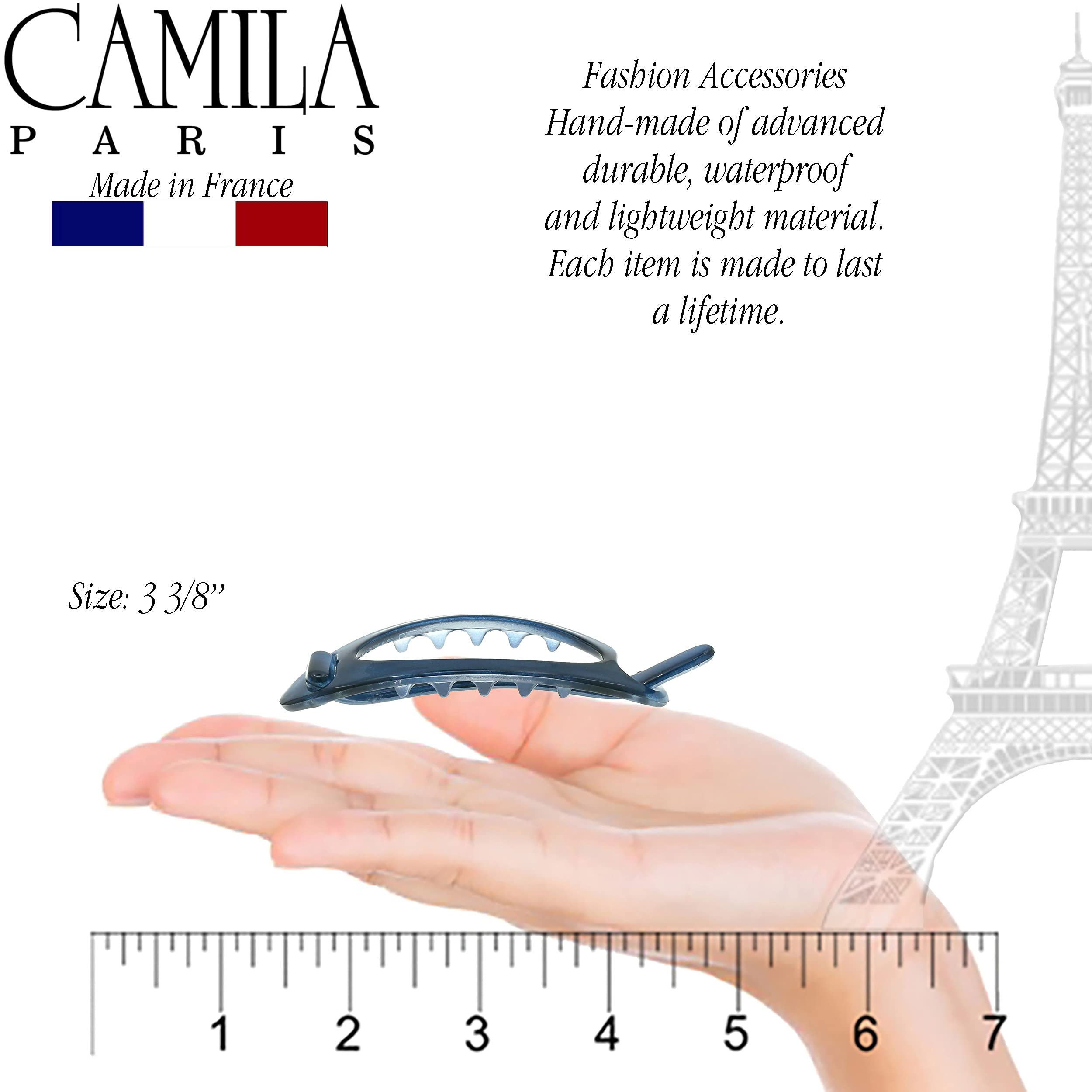 Camila Paris Cp3116 French Hair Barrette Clip, Flexible Ponytail Holder No Metal Parts, Strong Hold Grip Hair Clips For Women, N