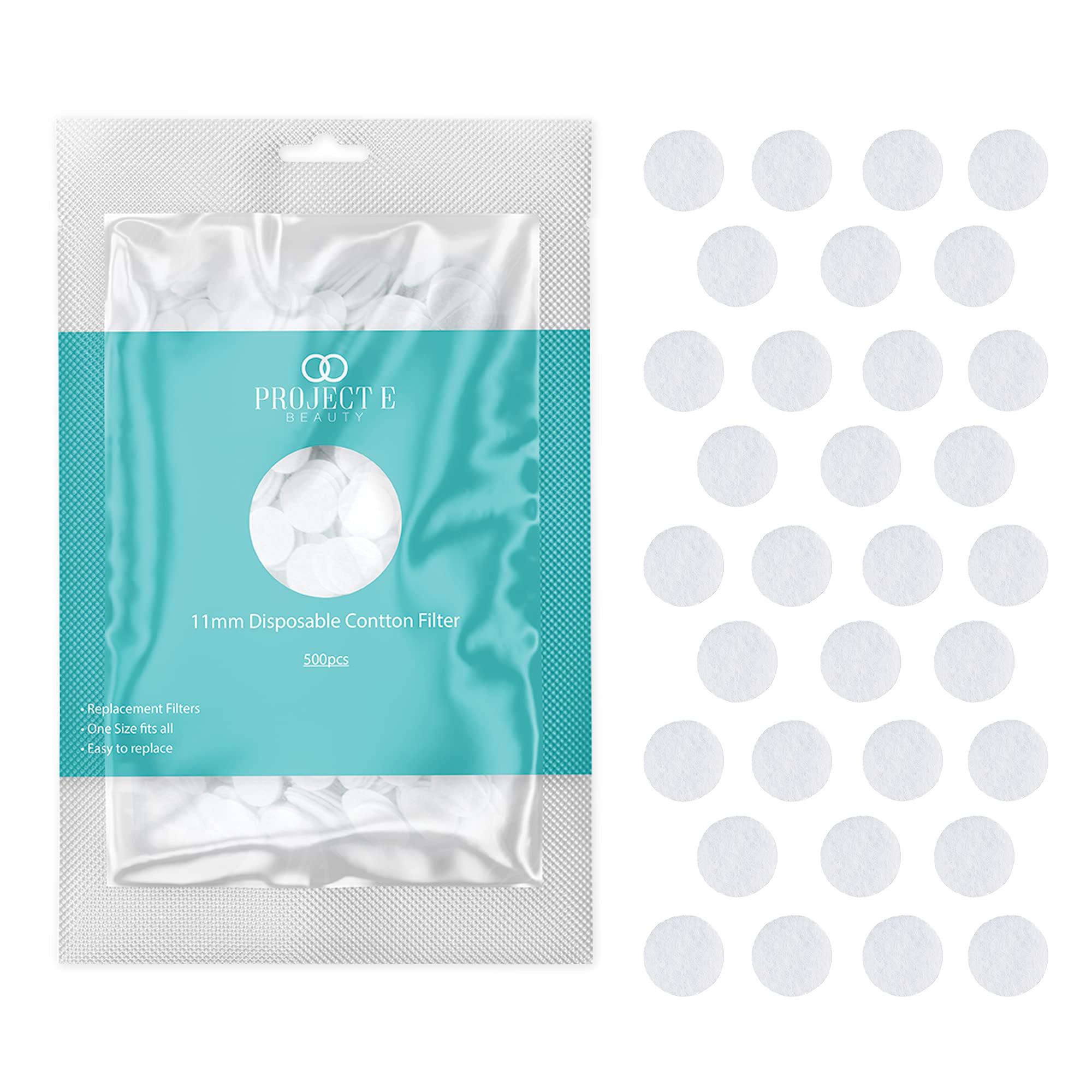 1000pcs Cotton Filter (11mm) by Project E Beauty | Microdermabrasion Replacement Filters | Round Filtering Pads | Facial Vacuum 