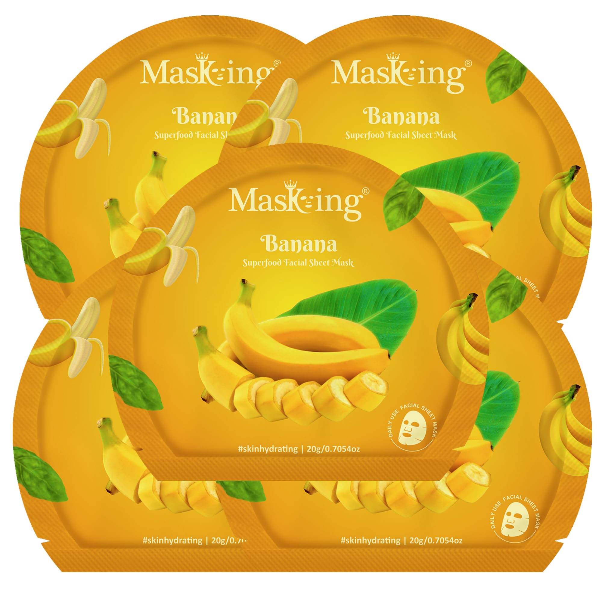 Masking Superfood Banana Facial Sheet Mask Pack | Glowing Skin, Brightening & Nourishing | Deep Hydration | Face Mask Pack | Wom