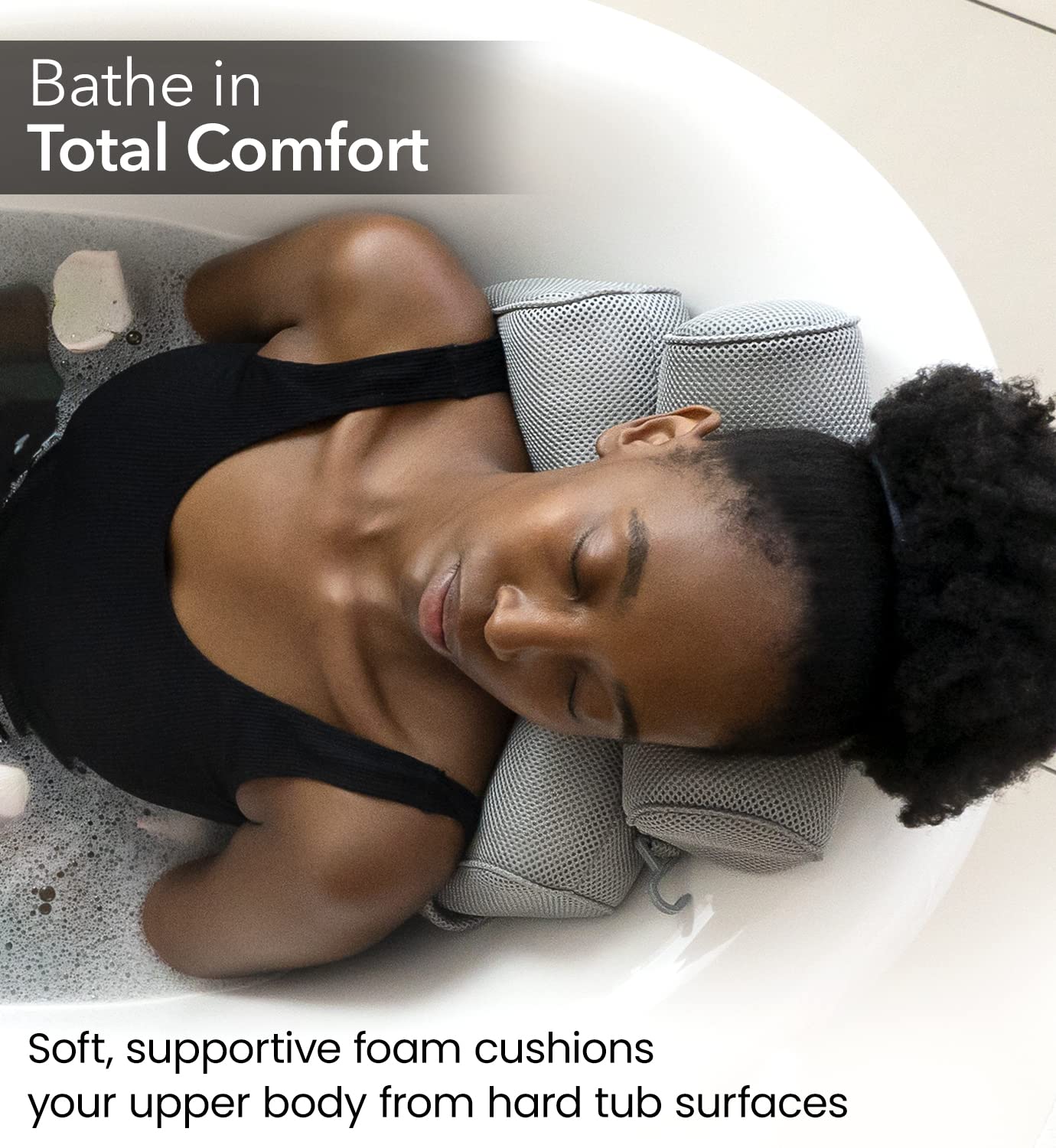 Everlasting Comfort Luxury Bath Pillow - Head, Neck, Back Support Cushion For Bathtub, Spa, Soaking