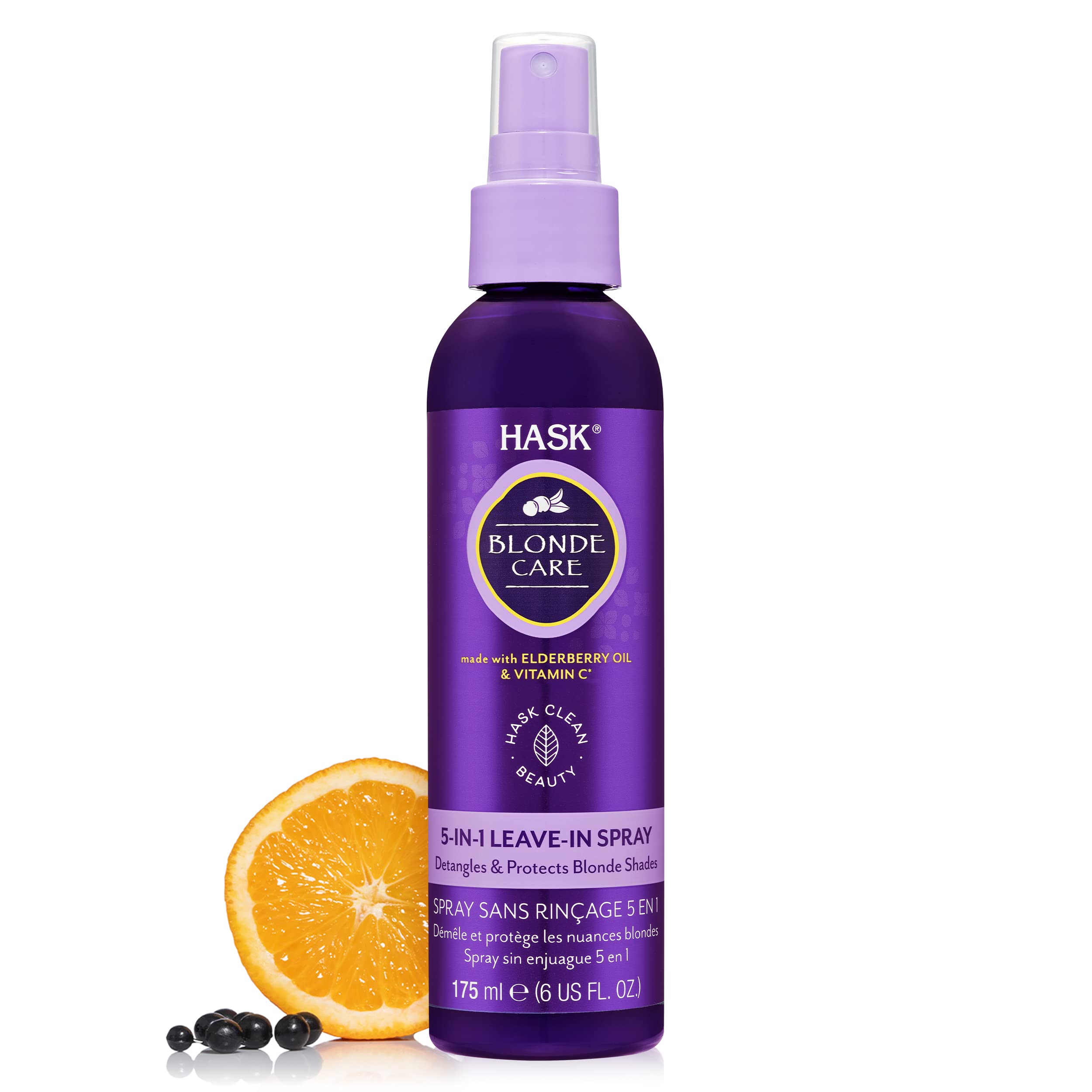 HASK 5-IN-1 Leave-In Spray Conditioner - Vegan, Color Safe, 3 Fl Oz (Pack of 2), Model 31222, Cruelty-Free, Gluten-Free, Sul