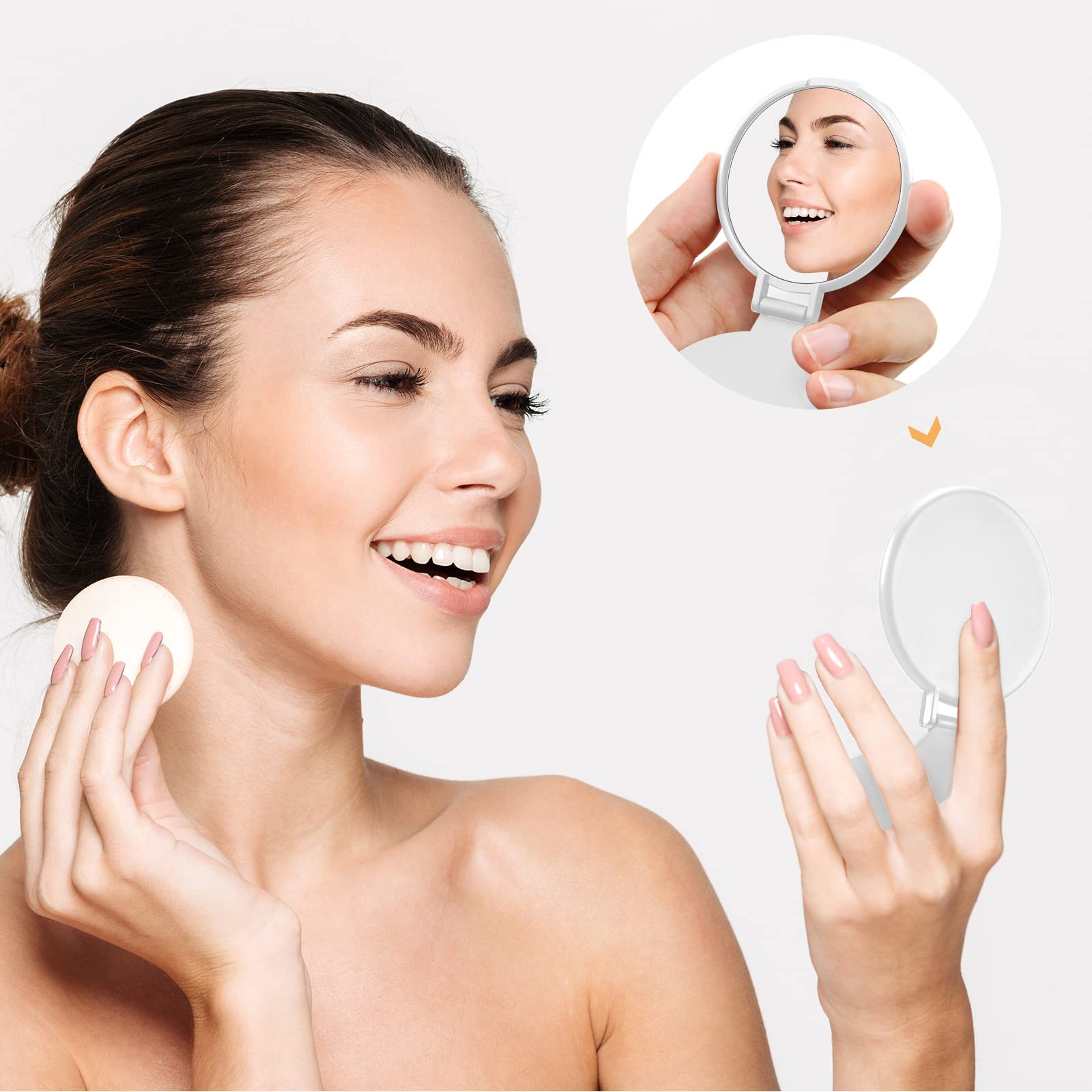 Yalikop Round Mirror Compact Mirror Mini Folding Mirror Portable Round Mirror Makeup Mirror For Women Girls Travel Daily Use (Wh