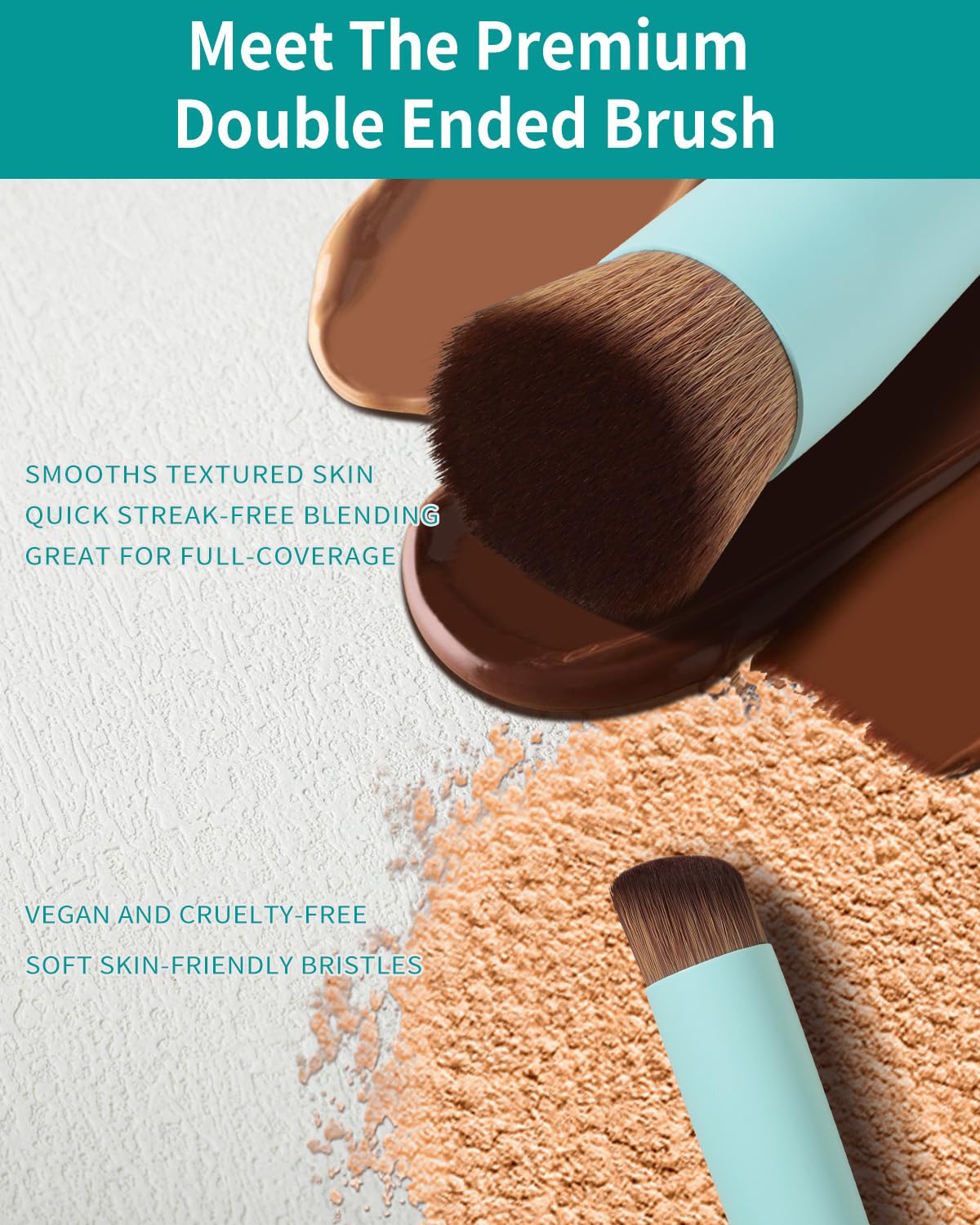 EIGSHOW Foundation & Concealer Brush, Dual-Ended Makeup Brush For Flawless Foundation Coverage, Precision Concealer, Vegan & Cru