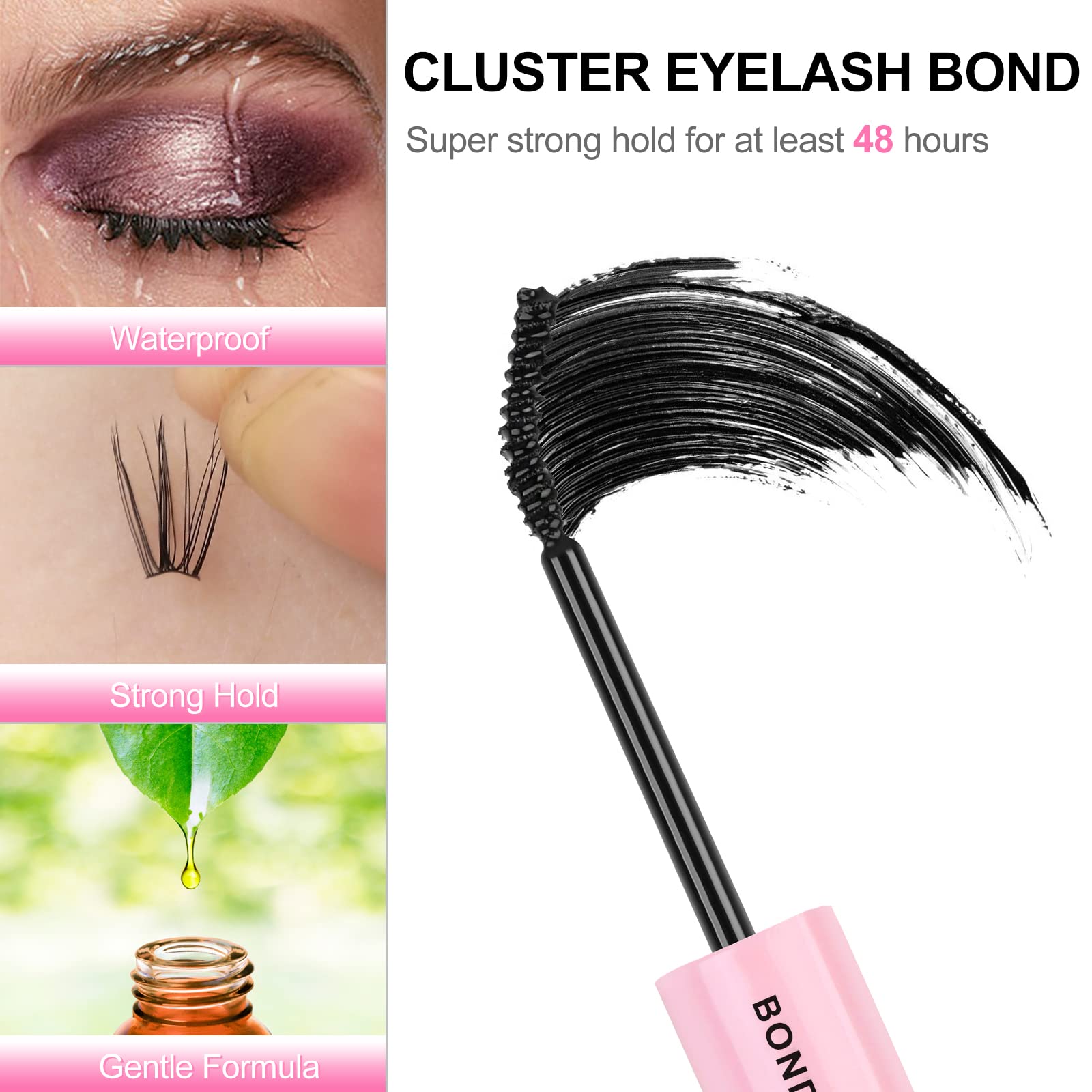 Fenshine Lash Bond And Seal, Cluster Eyelash Glue, Individual Cluster Diy Eyelash Extensions, Super Strong Hold Cluster Lash Adh