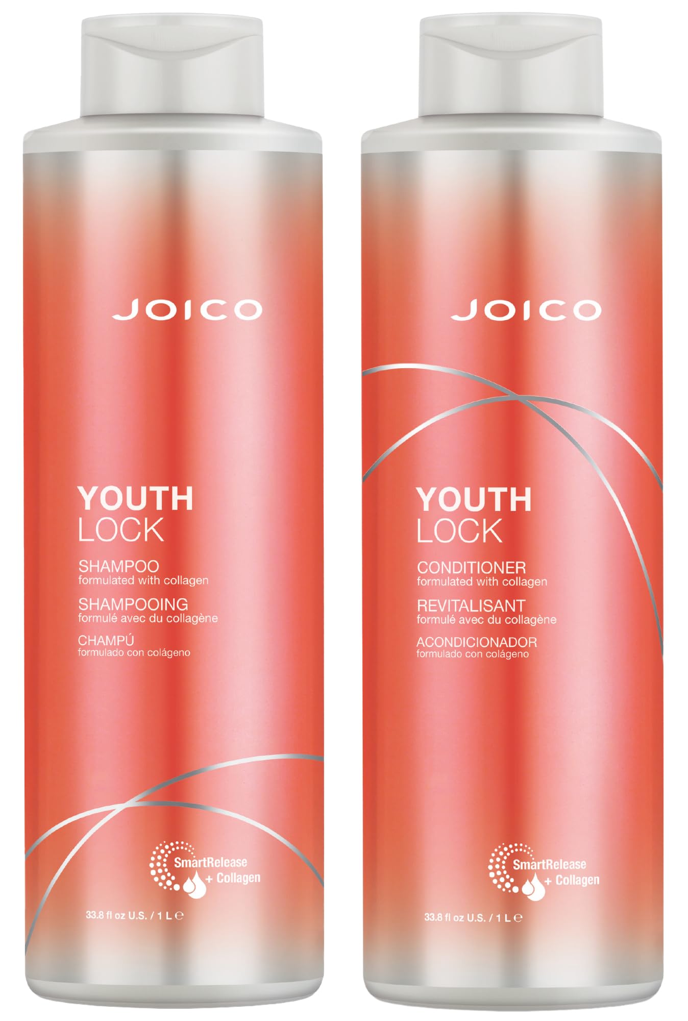 YouthLock Shampoo & Conditioner Set Formulated with Collagen | Youthful Body & Bounce | Reduce Breakage & Frizz | Free of SLS/SL