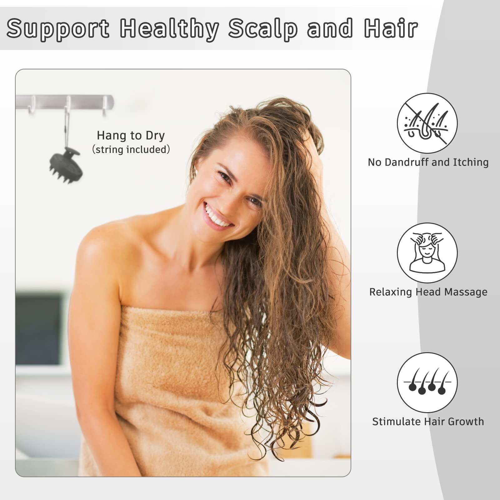 Freatech Hair Scalp Massager Shampoo Brush For Scalp Care And Hair Growth, Shower Hair Scrubber Scalp Exfoliator For Dandruff, L