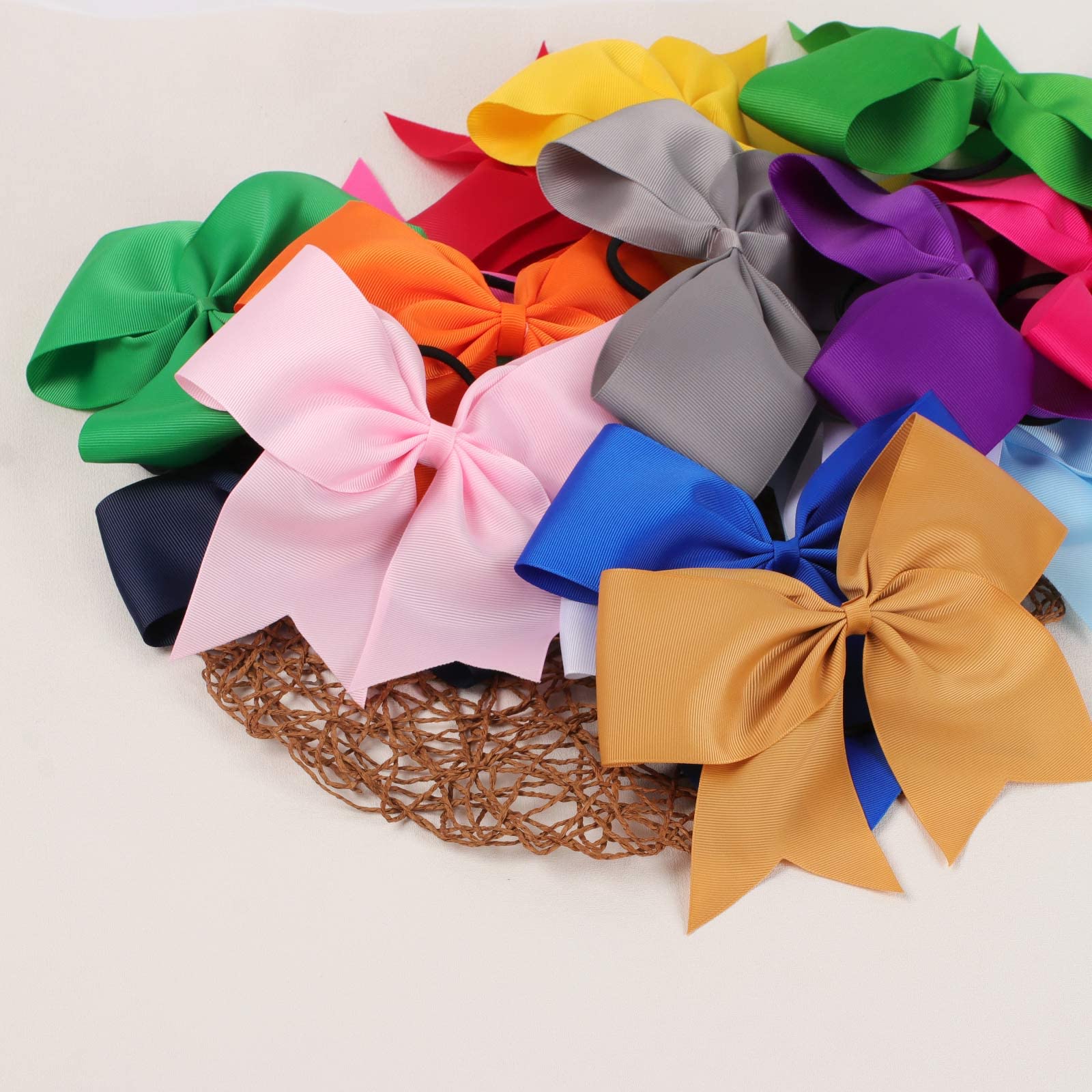 16Pcs 8'' Large Cheer Hair Bows Ponytail Holder Elastic Band Handmade For Cheerleading Teen Girls College Sports (16 Pcs) (Multi