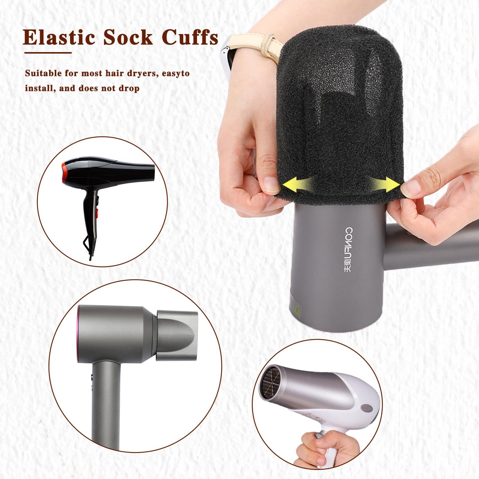 Hot Sock Diffuser For Hair Dryer,2 Pack Universal Diffuser Hair Dryer Attachment Portable Hair Dryer Sock Diffuser Cover With El