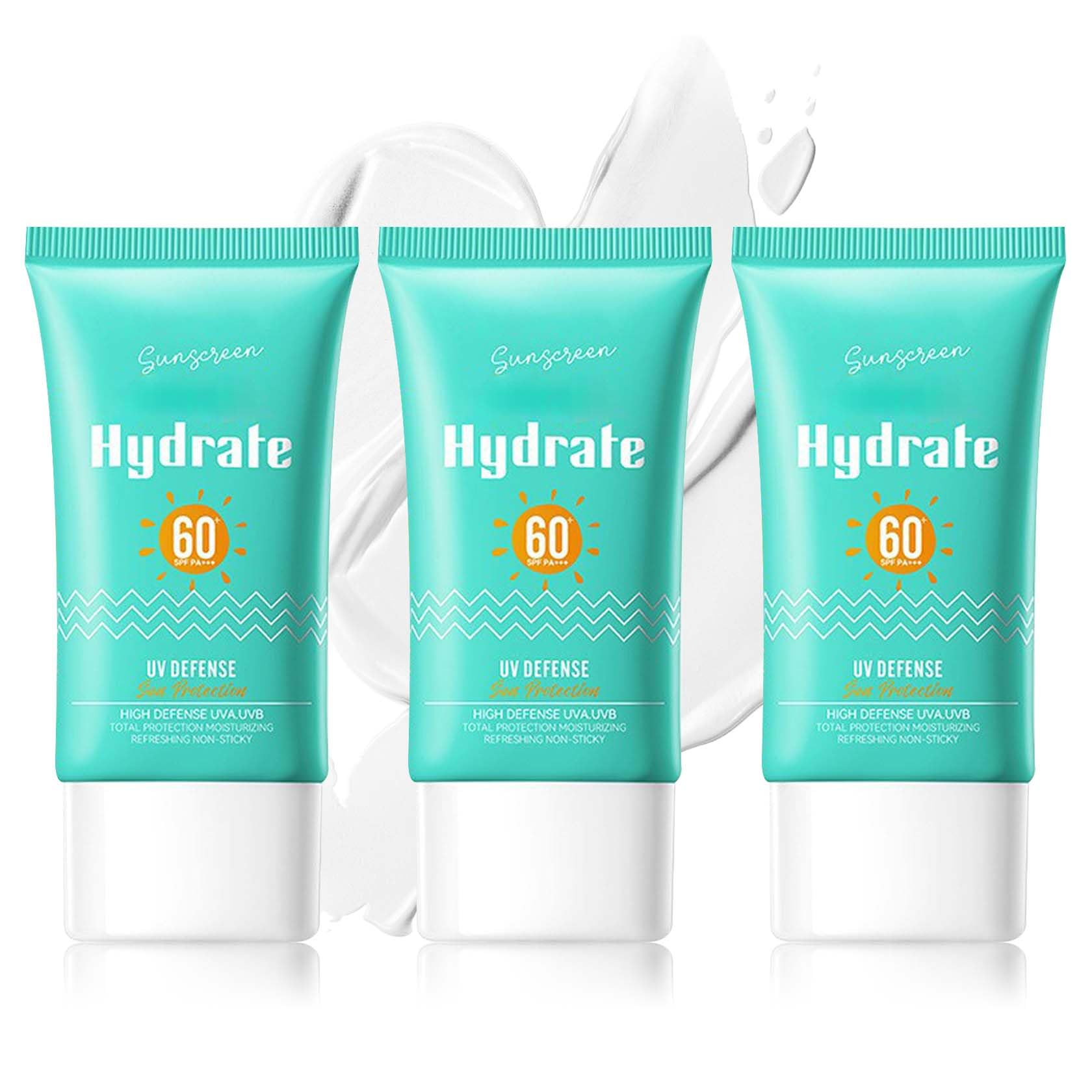 3PCS Sunscreen for Face,Moisturizing Body Face Sunscreen SPF 60+++,Portable Travel Sun Screen,Non-greasy Sun Screen Lotion,Hydra