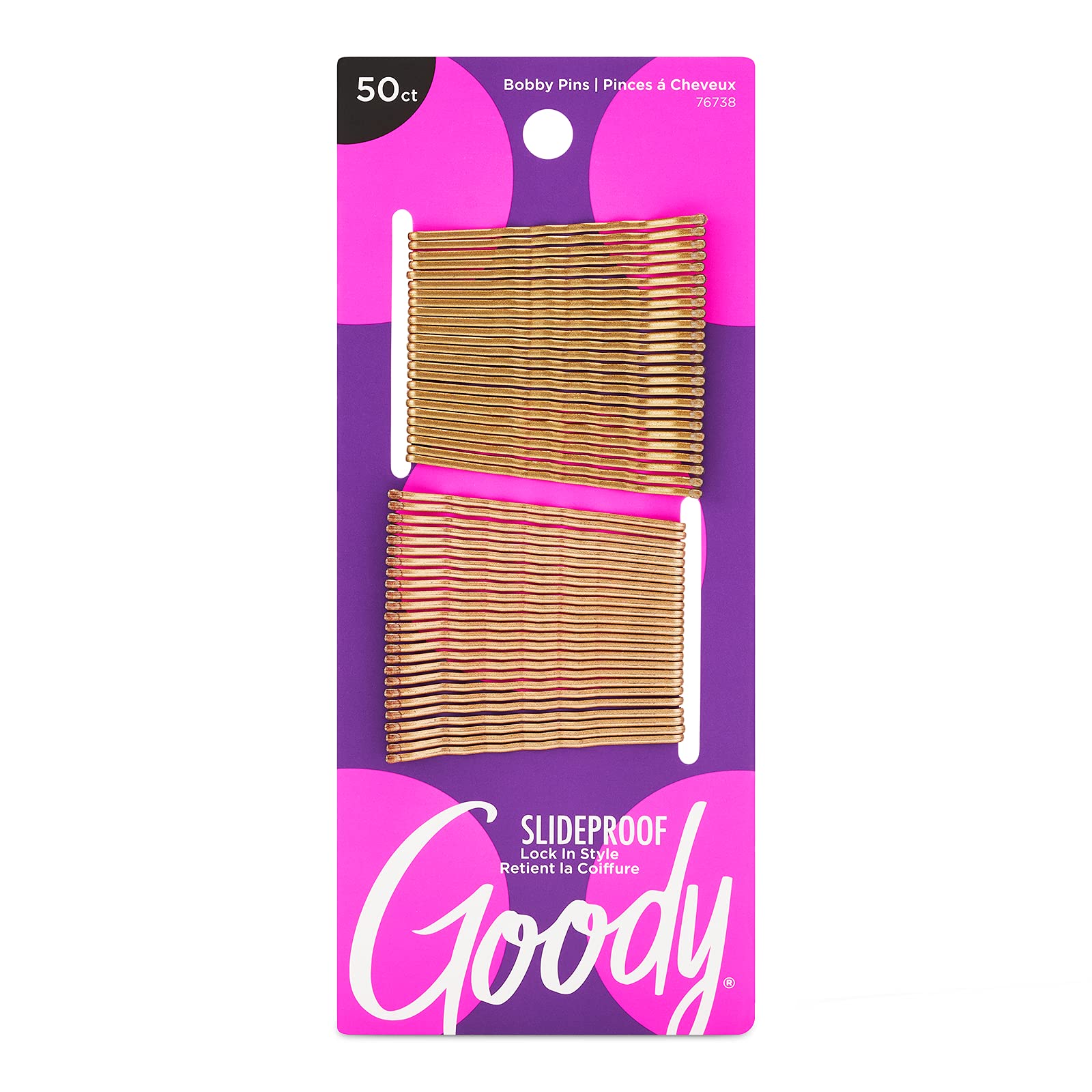 Goody Ouchless Hair Bobby Pins - 50 Count, Metallic Blonde - Slideproof And Lock In Place - Suitable For All Hair Types - Pain-F