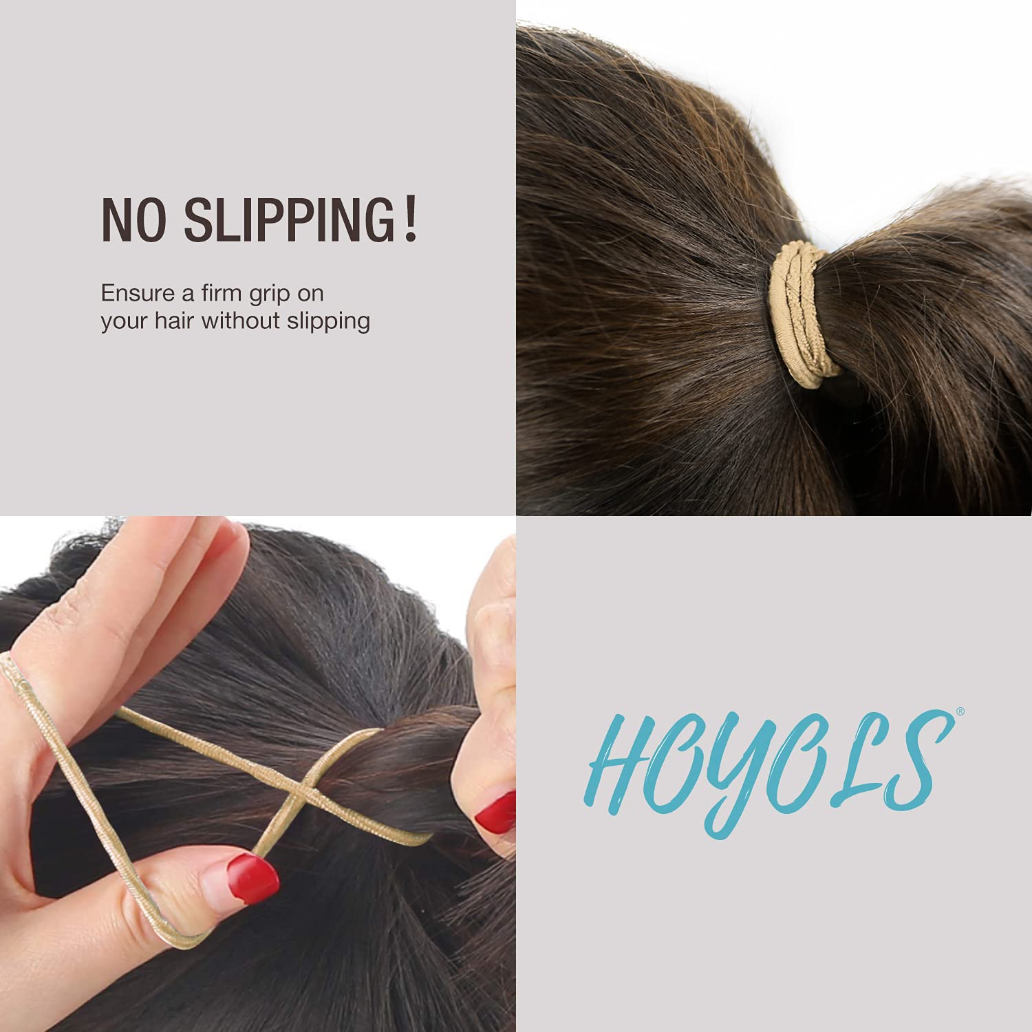 HOYOLS Blonde Ponytail Holders, No Metal Elastic Hair Ties, Braided Hair Bands Scrunchies for Girl Women Medium Hair 50 Count 4m