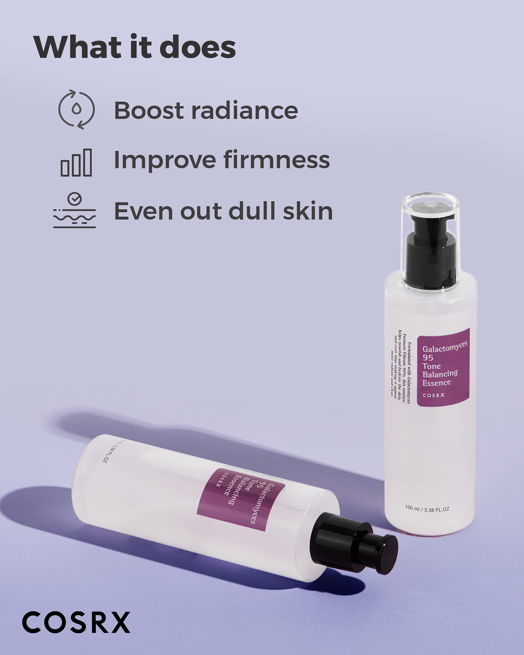 COSRX Galactomyces 95% Facial Essence, 100ml / 3.38 fl.oz | Daily Lightweight Korean Toner with 2% Niacinamide for Dull & Rough