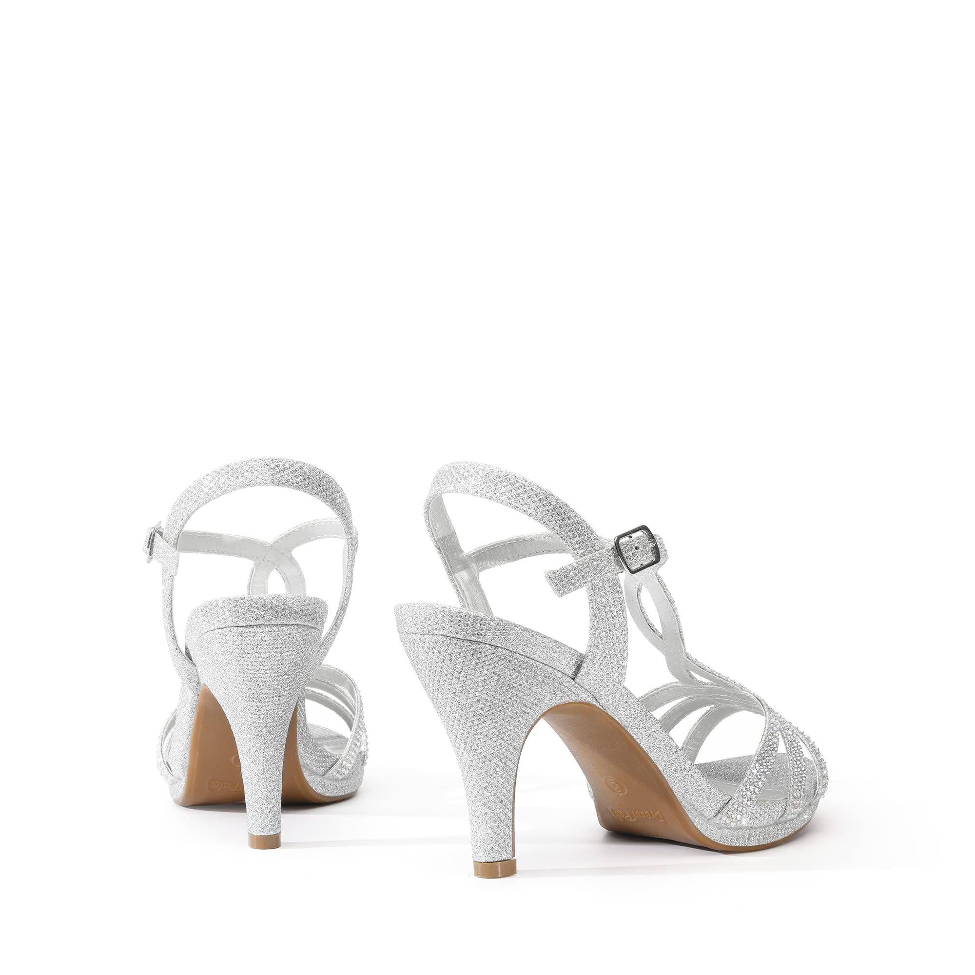 Dream Pairs Womens Amore_3 Silver Glitter Fashion Stilettos Open Toe Pump Heel Sandals Size 95 B(M) Us