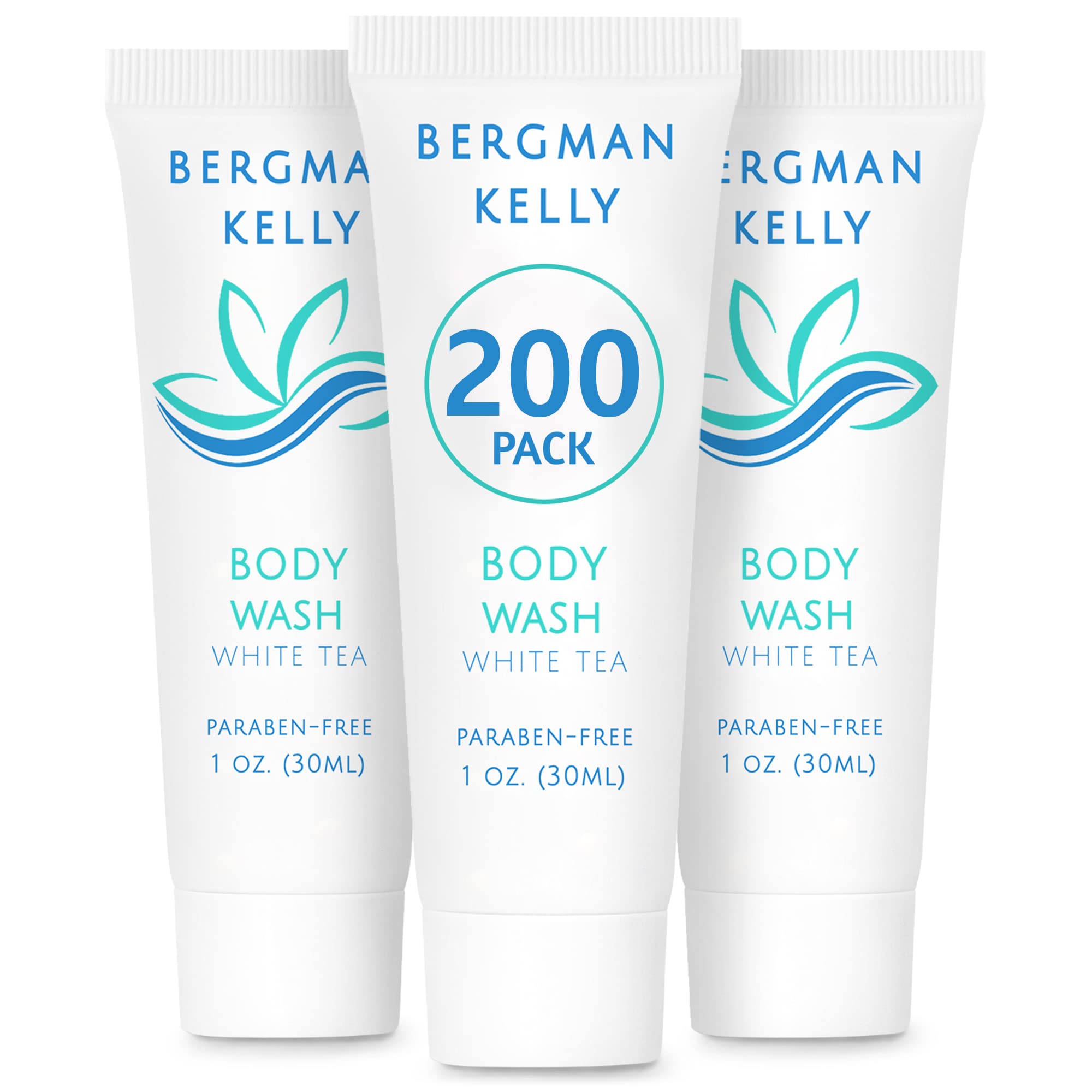 Bergman Kelly Travel Size Body Wash (1 Fl Oz, 200 Pk, White Tea), Delight Your Guests With A Revitalizing And Refreshing Hotel B