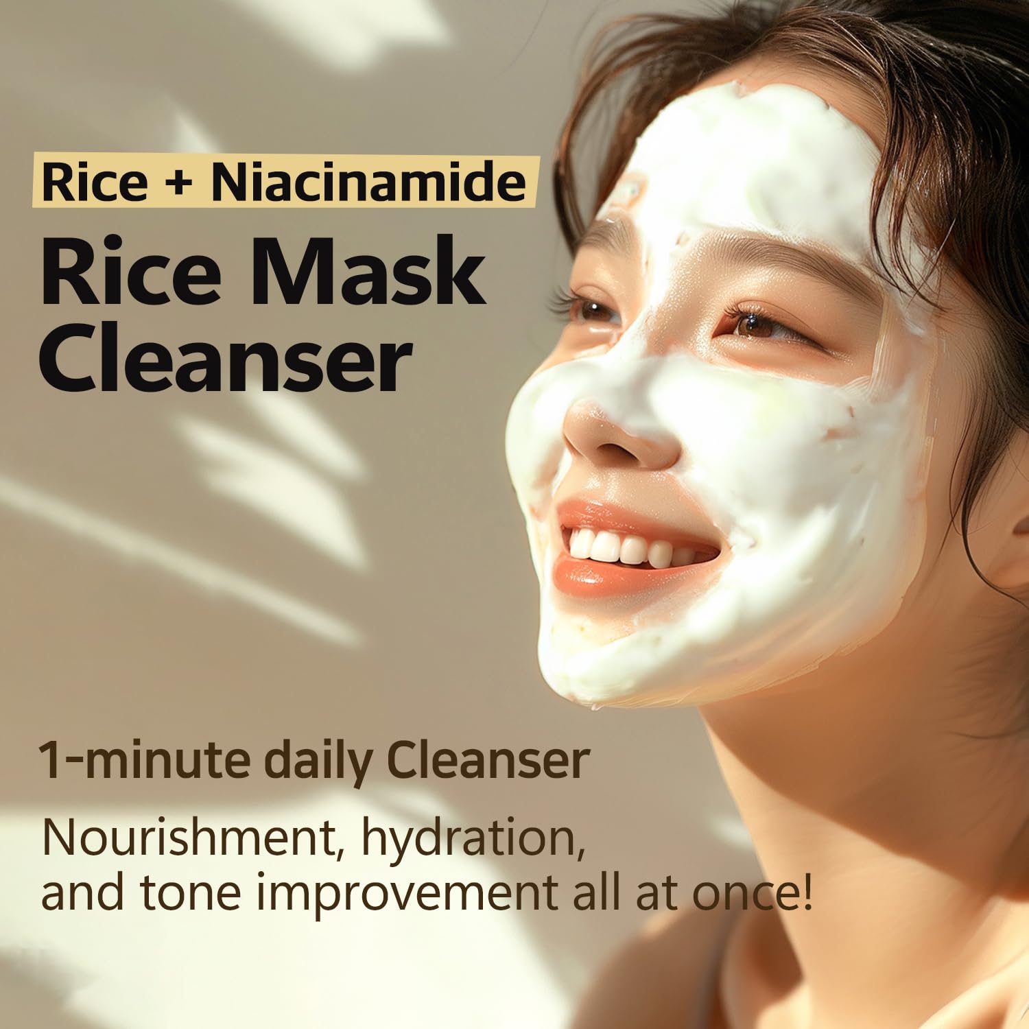 Fabyou Rice Mask Cleanser 6.76 Oz- Glow-Boosting & Hydrating Face Wash With Jeju Rice & Natto Gum, Gentle Exfoliating Daily Foam
