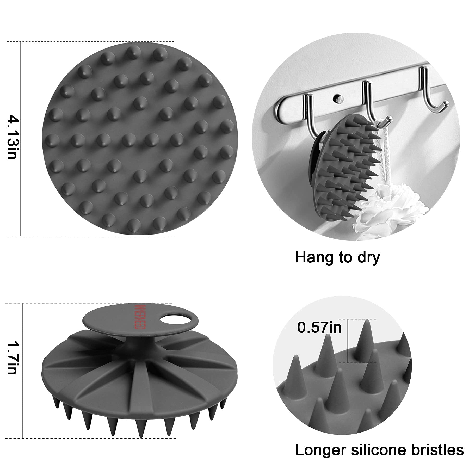 INNERNEED Scalp Care Massager Brush - Soft Silicone, Black, Manual Head Scrubber for Hair Growth & Dandruff Removal, Model IN202109080001