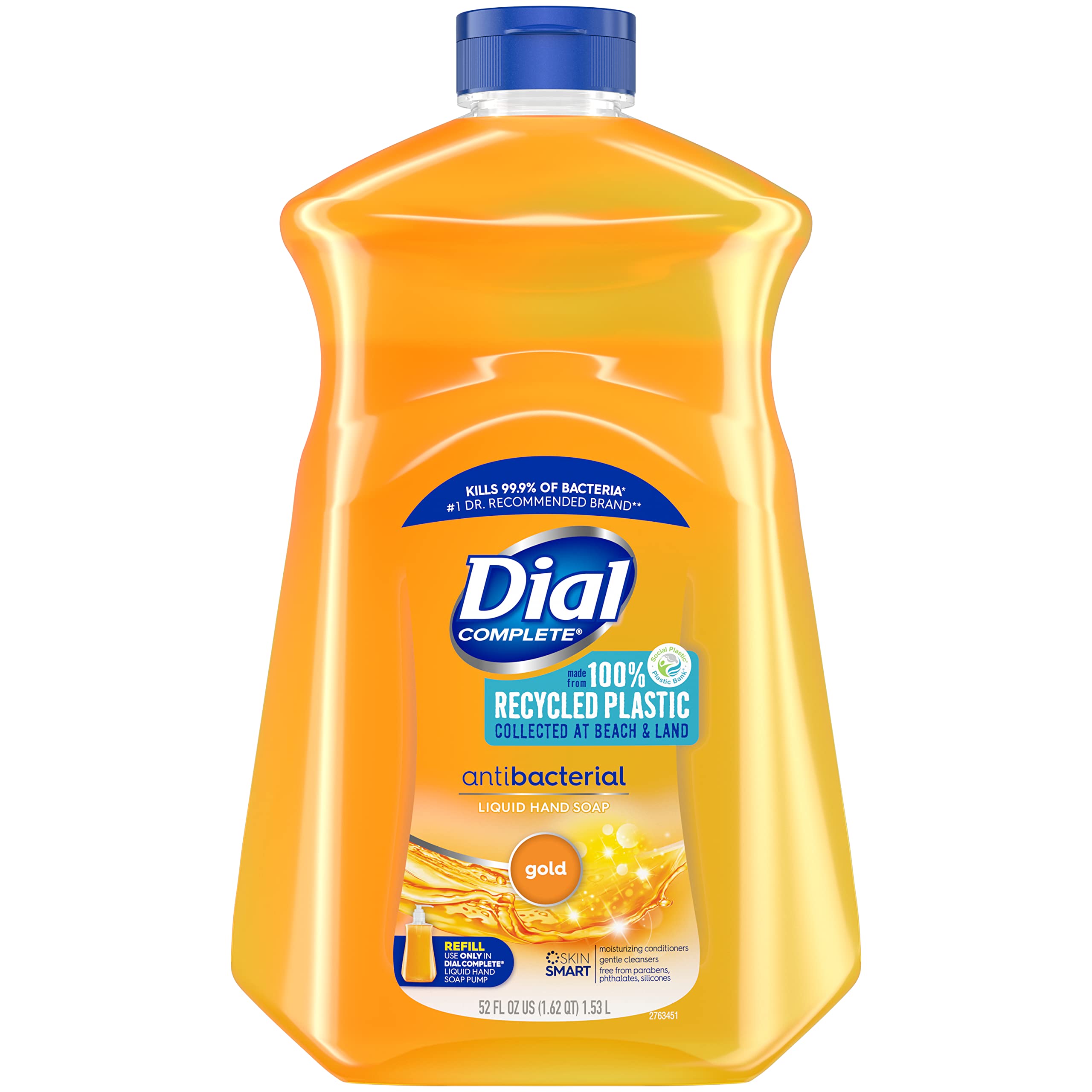 Dial Antibacterial Liquid Hand Soap Refill, Gold, 52 Fluid Ounces (Pack of 6)
