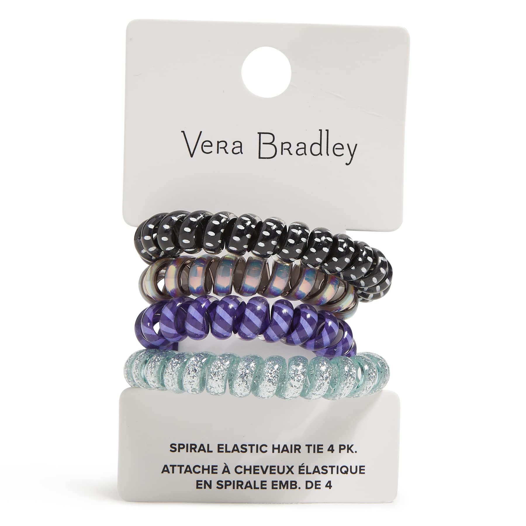 Vera Bradley Women's Elastic Hair Tie Set of 4 Hair Accessory, Tranquil Medallion, One Size
