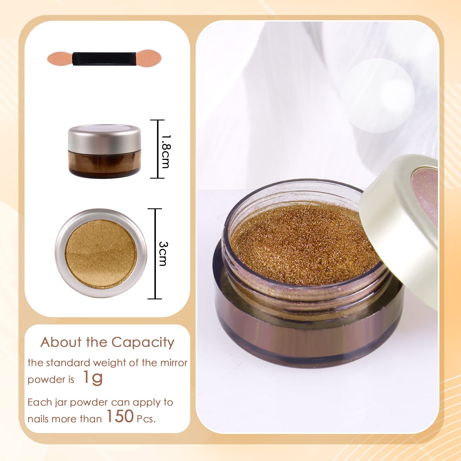 Laza Chrome Nail Powder Mirror Effect Metallic Dust Holographic Glitter Glazed Manicure Decoration Reflective Pigment For Diy Ge