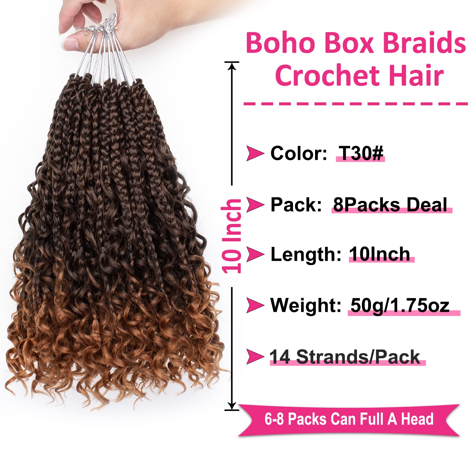 Unionbeauty 8 Packs Boho Box Braids Crochet Hair Goddess Box Braids Crochet Hair Curly Ends Kids Crochet Hair For Little Girls 1