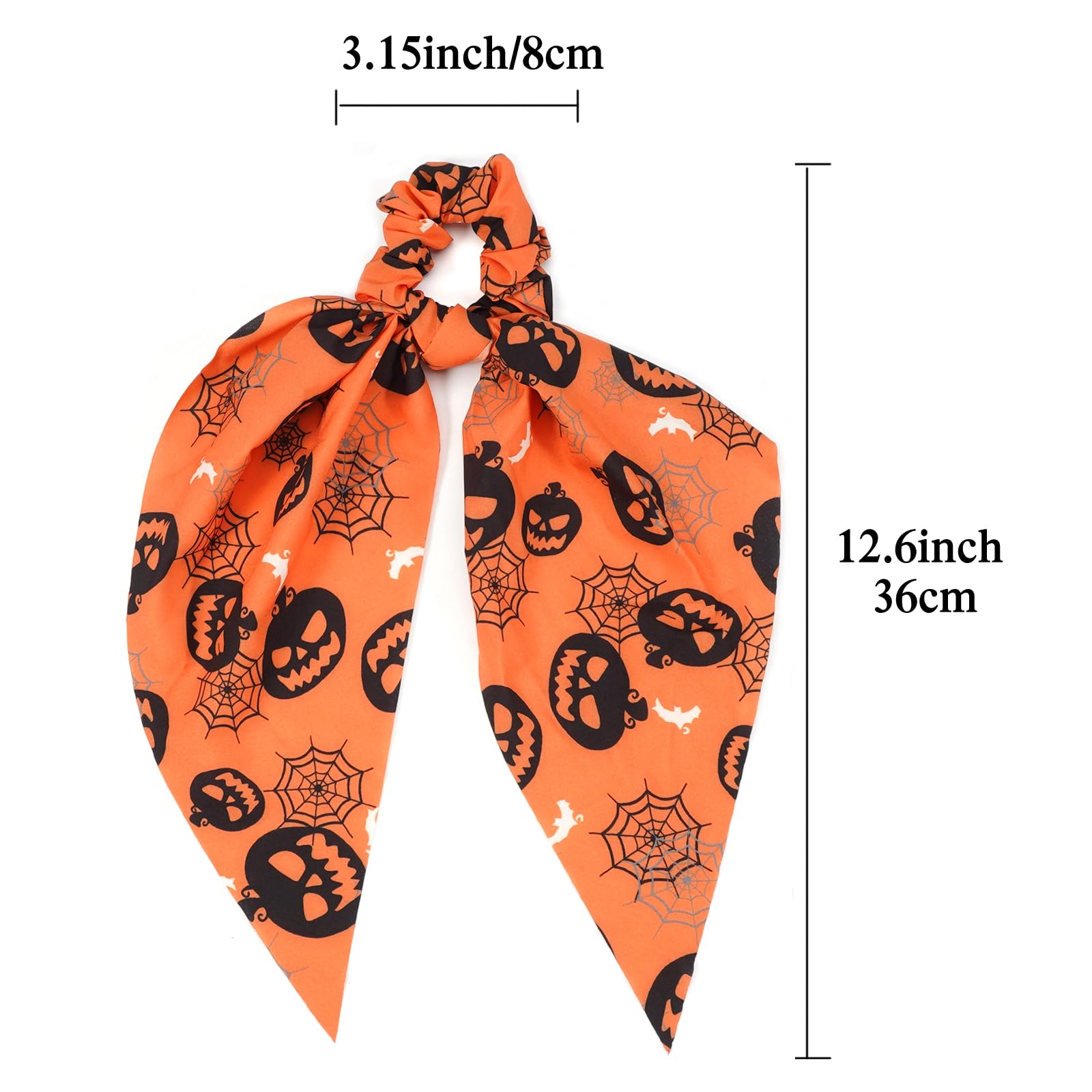 Halloween Hair Ties For Women Girls Spooky Spider Web Skeleton Bat Pumpkin Hair Scrunchies Black Orange Hair Tie Ribbon Hair Bow