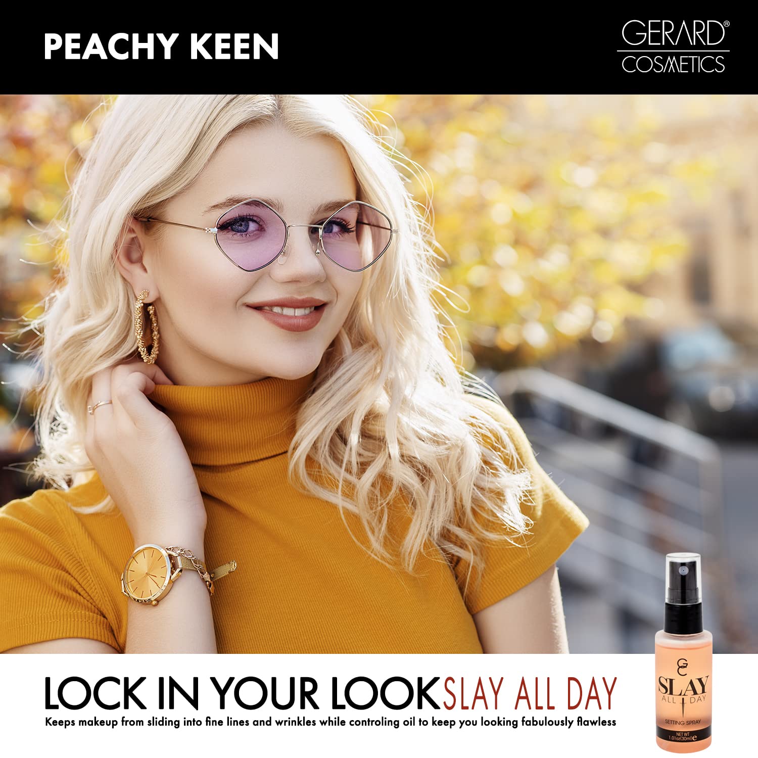 Gerard Cosmetics Makeup Setting Spray Mini (Peach) | Slay All Day Scented Makeup Finishing Spray | Oil Control, Matte Finish, Cr