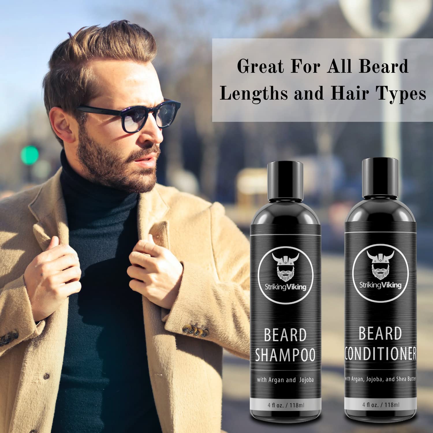 Beard Shampoo And Beard Conditioner For Men, Naturally Derived Ingrediets Beard Wash Set Cleanse Softens & Conditions With Organ