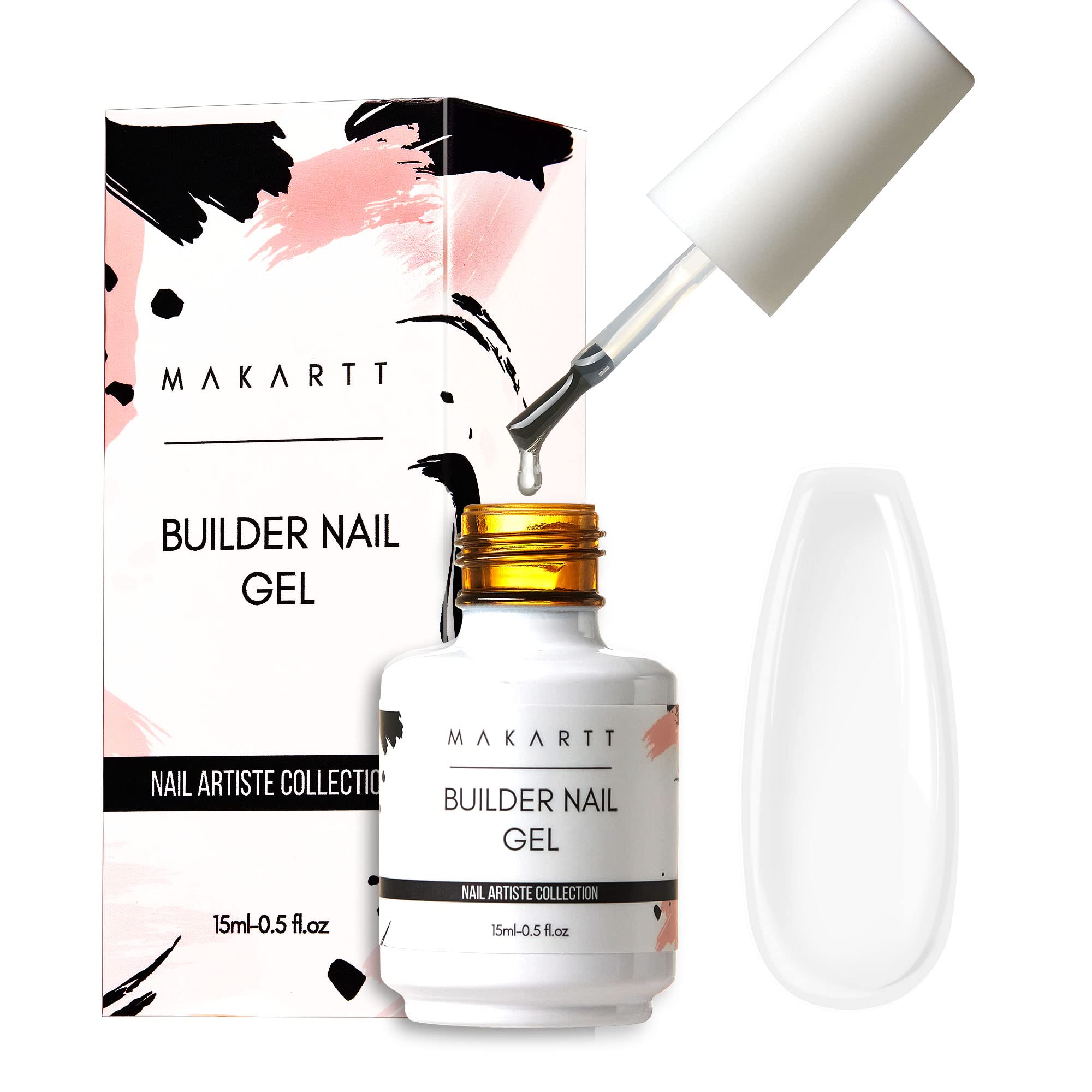 Makartt Builder Nail Gel 15ml 7 in 1 Multifunctional Clear Gel Nail Polish Base Coat Nail Strengthener Gel Nail Extension Hard G