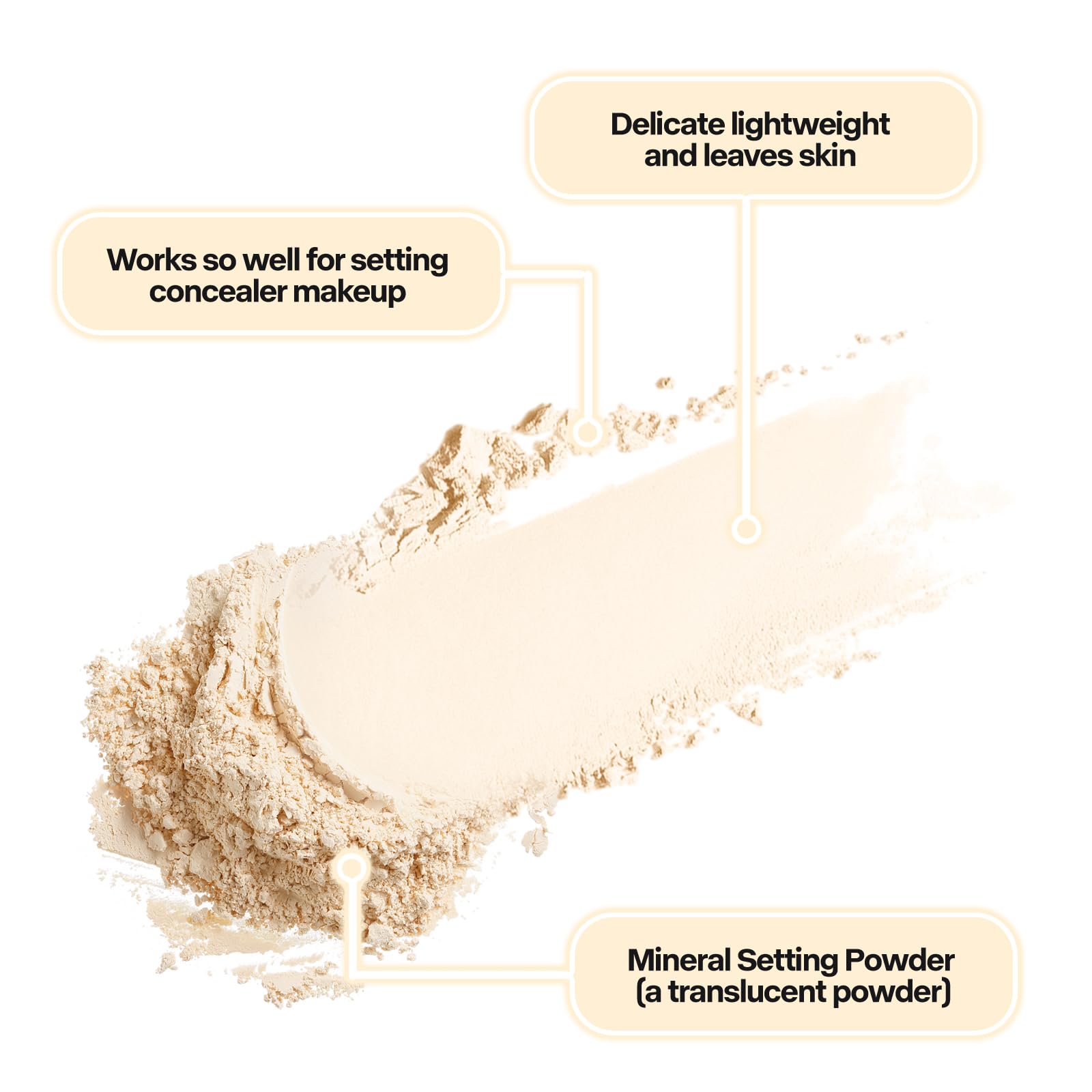 Go Ho Mineral Sunscreen Setting Powder Brush,Loose on Brush,Translucent,Hypoallergenic Cruelty Free SPF 50 Sunscreen Powder,Oil