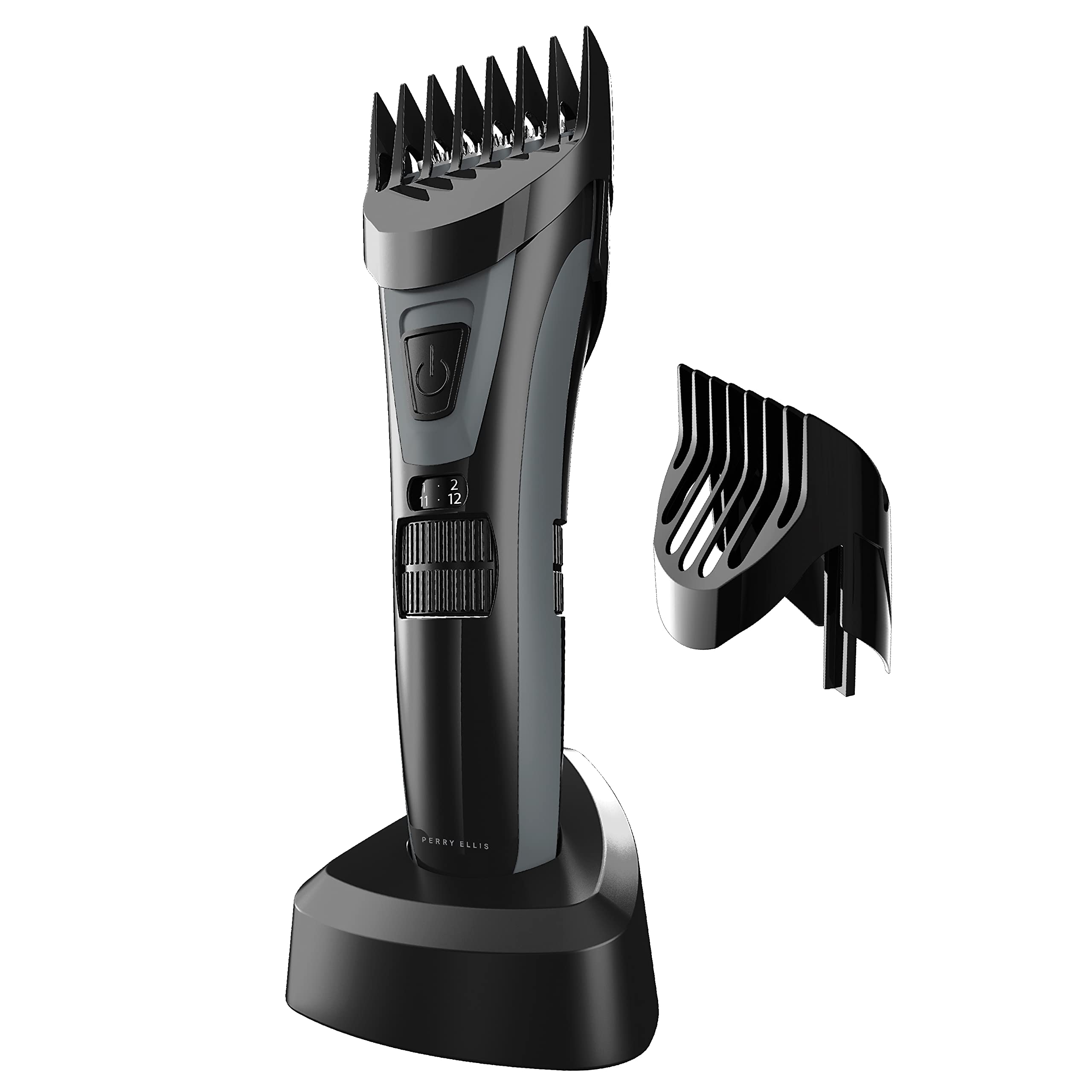 Perry Ellis Hair and Beard Trimmer for Men with Charging Stand | Cordless Mens Grooming Kit, Adjustable Guides, Rechargeable Bat