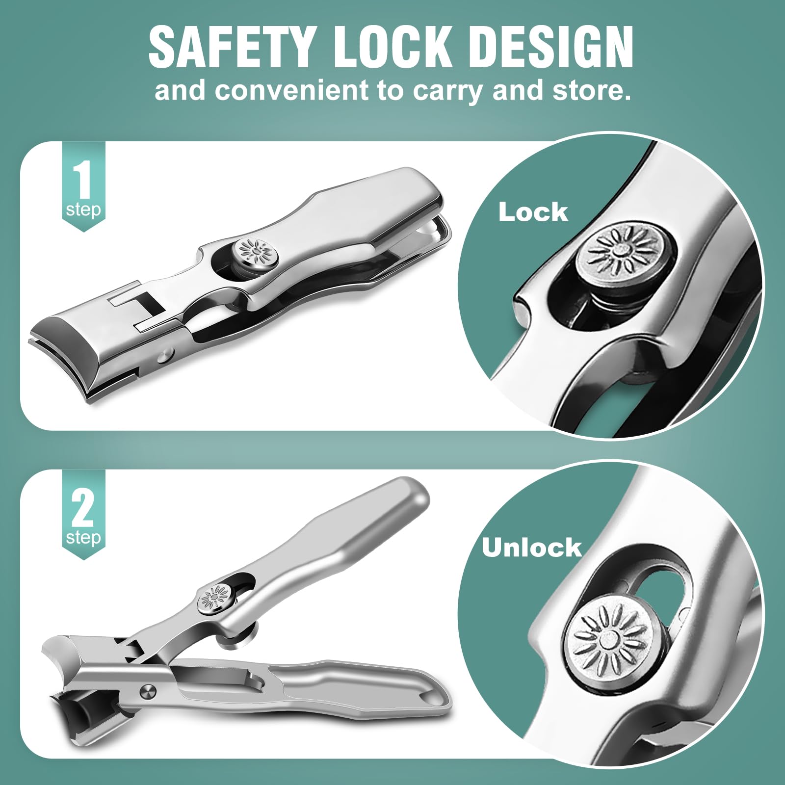 Stocking Stuffers 2025, Toenail Clippers for Thick Toenails for Seniors - Wide Jaw Nail Clippers for Men & 360 Degree Rotary Toe
