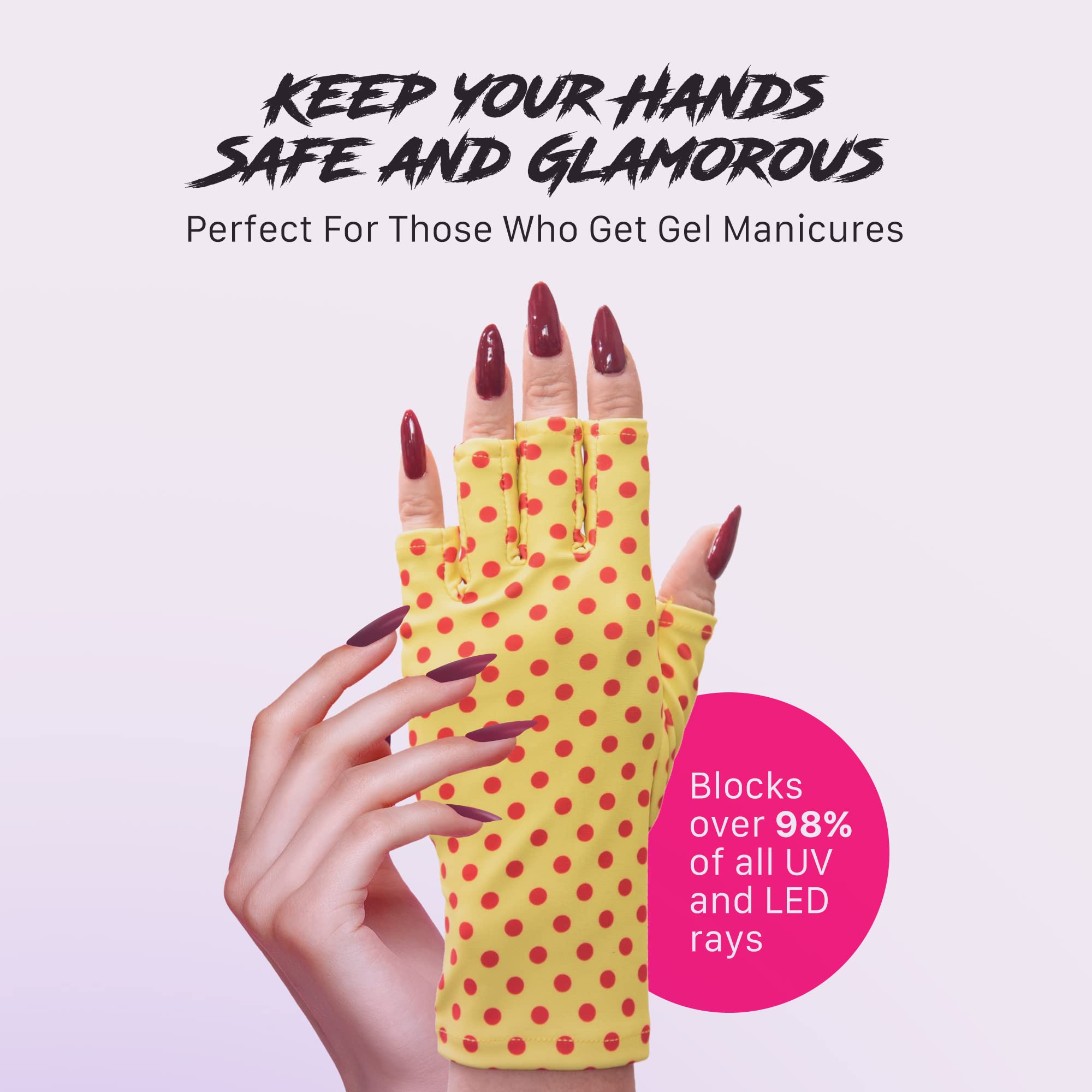 ManiGlovz - Original UPF 50+ UV Light Protection Nail Gloves | Gel Manicure & Anti UV Fingerless Gloves for Women | Marble Pink