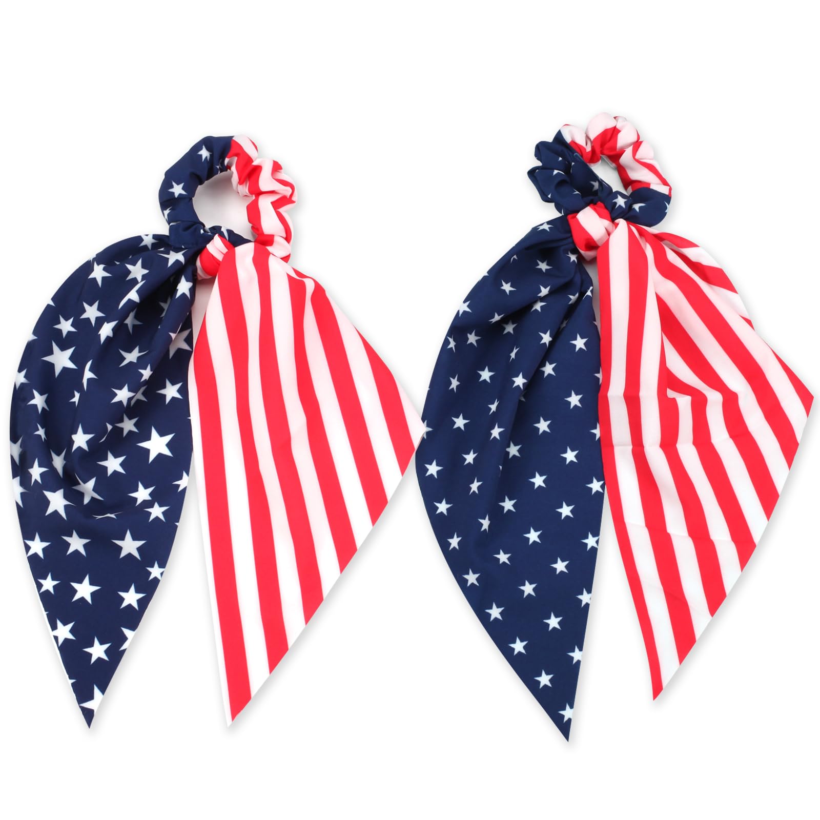 American Flag Hair Ties for Woman Girls Red White and Blue Ribbon Hair Scrunchies Elastic Patriotic 4th of July Hair Tie Indepen