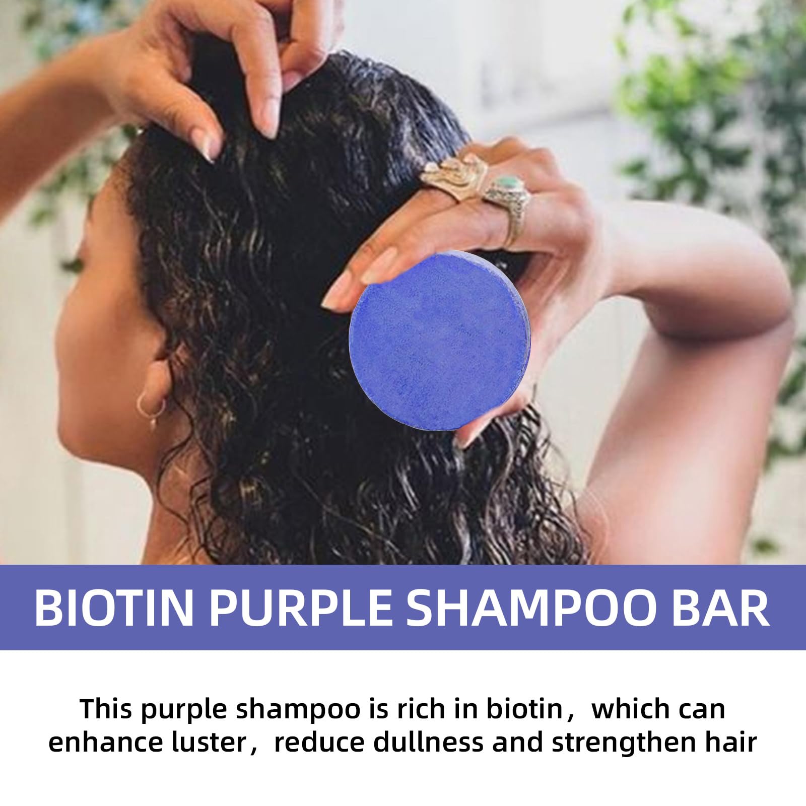 Purple Shampoo Bar with Biotin - Neutralize Brassy Tones & Strengthening Formula Solid Shampoo Bar - for Blonde, Lightened & Gra