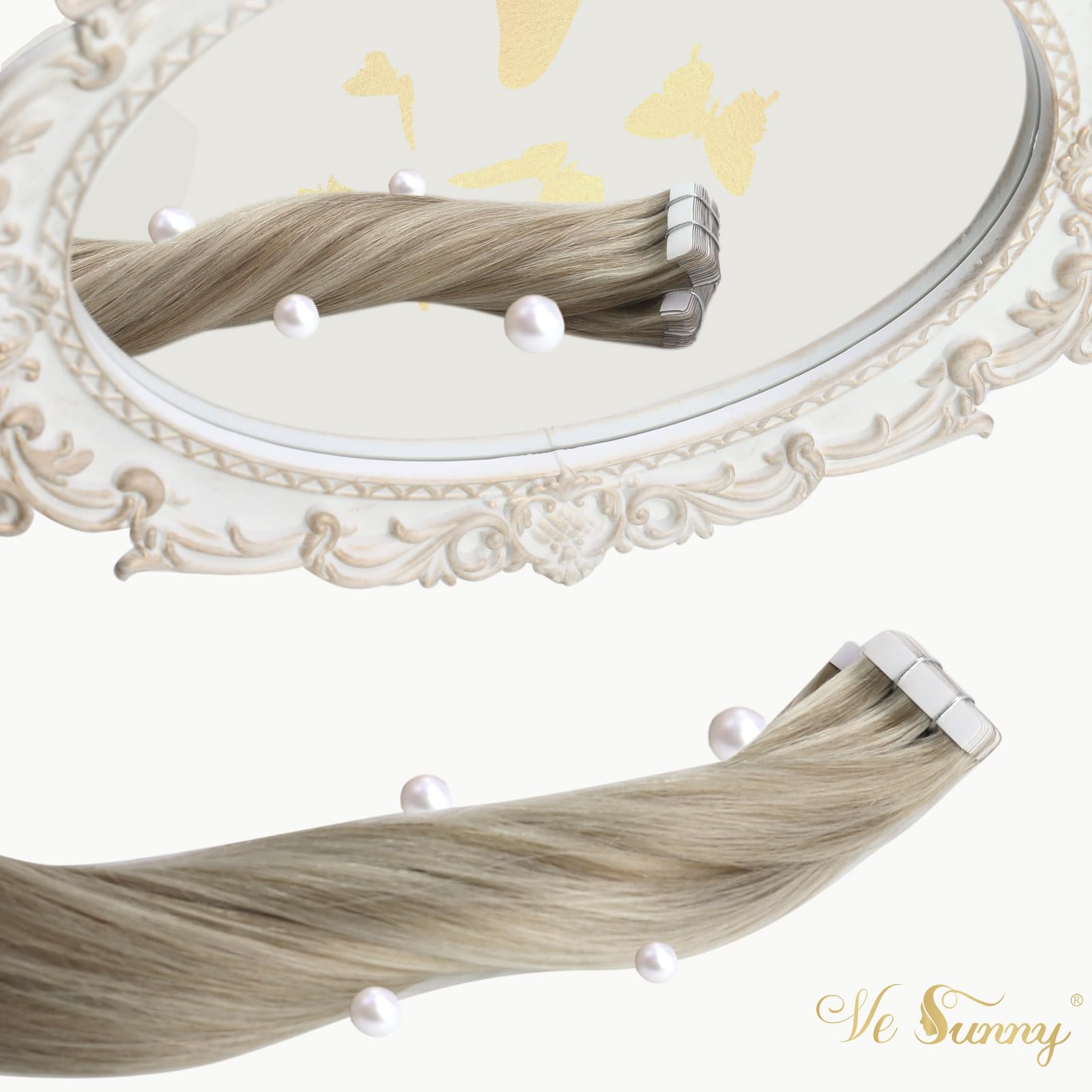 Ve Sunny Tape In Hair Extensions Human Hair Blonde Highlights Tape On Hair Extensions Human Hair Light Blonde Mix Golden Blonde