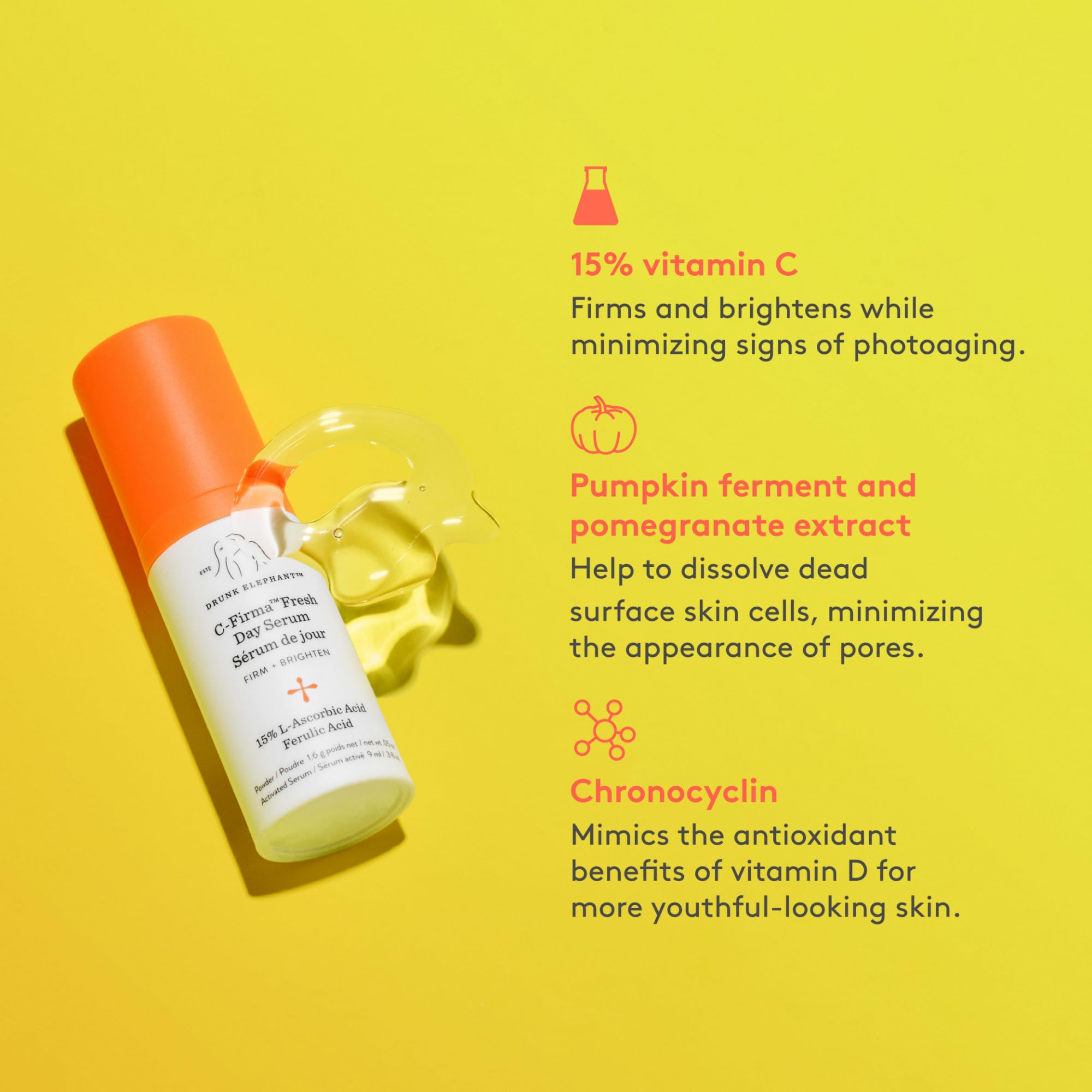 Drunk Elephant Hydra and The Bright - Includes C-Firma Fresh Day Serum (0.3 fl oz) & B-Hydra Intensive Hydration Serum (0.27 fl
