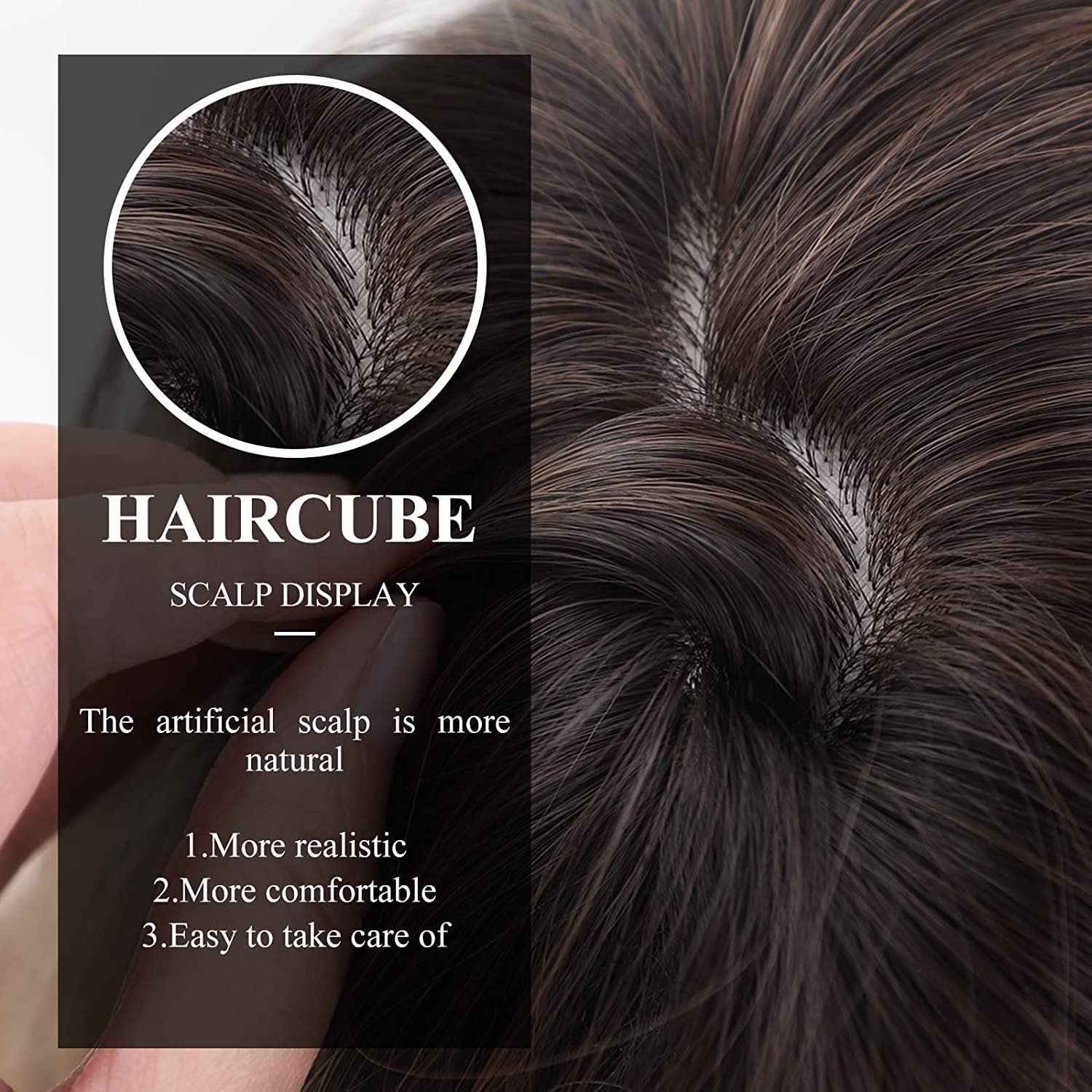HAIRCUBE Dark Brown Wigs for Women,Long Layered Brown with Highlight Wigs with Bangs Heat Resistant Synthetic Fibre Wigs(pelucas