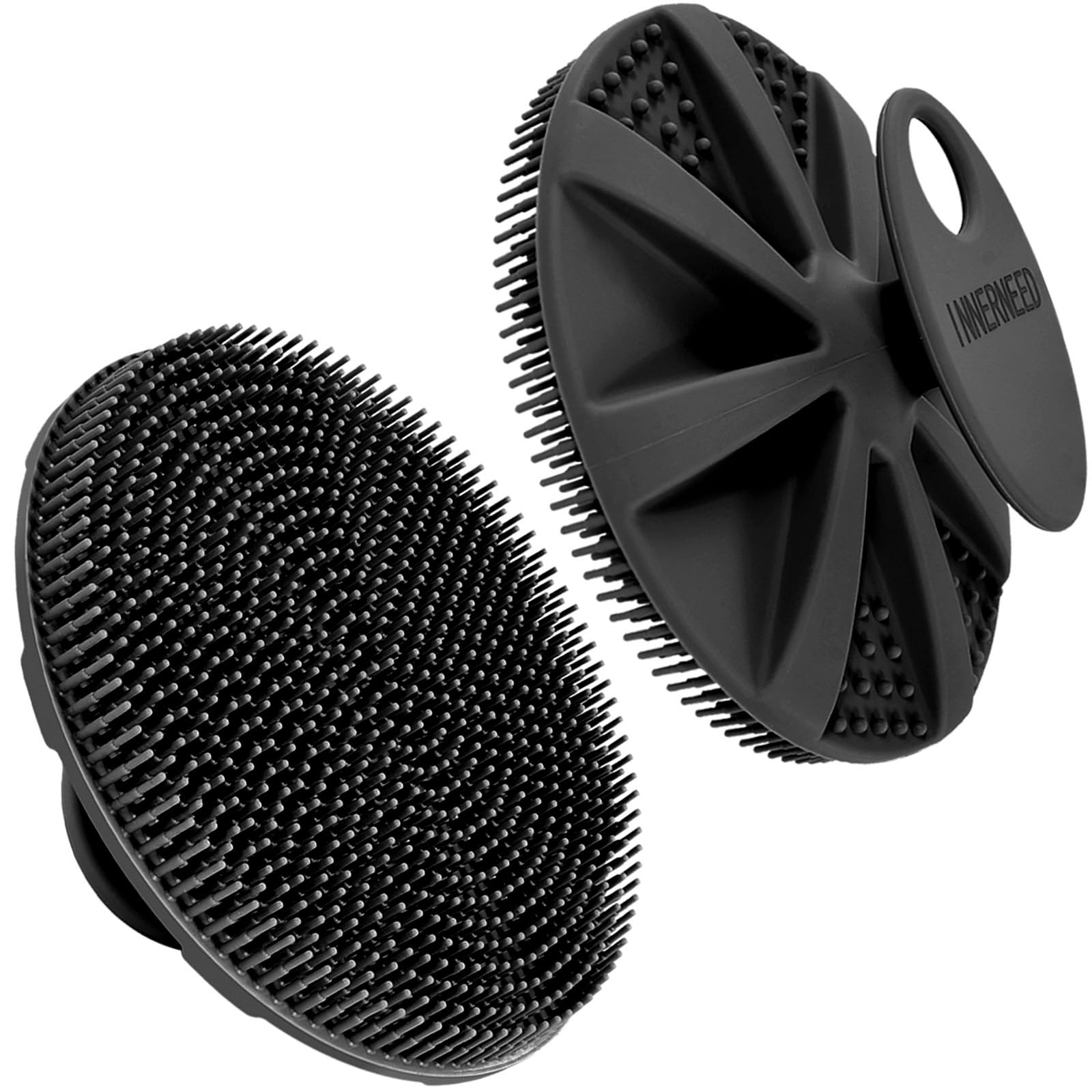 Innerneed Food-Grade Soft Silicone Body Scrubber Shower Brush Handheld Cleansing Skin Brush, Gentle Exfoliating And Lather Well