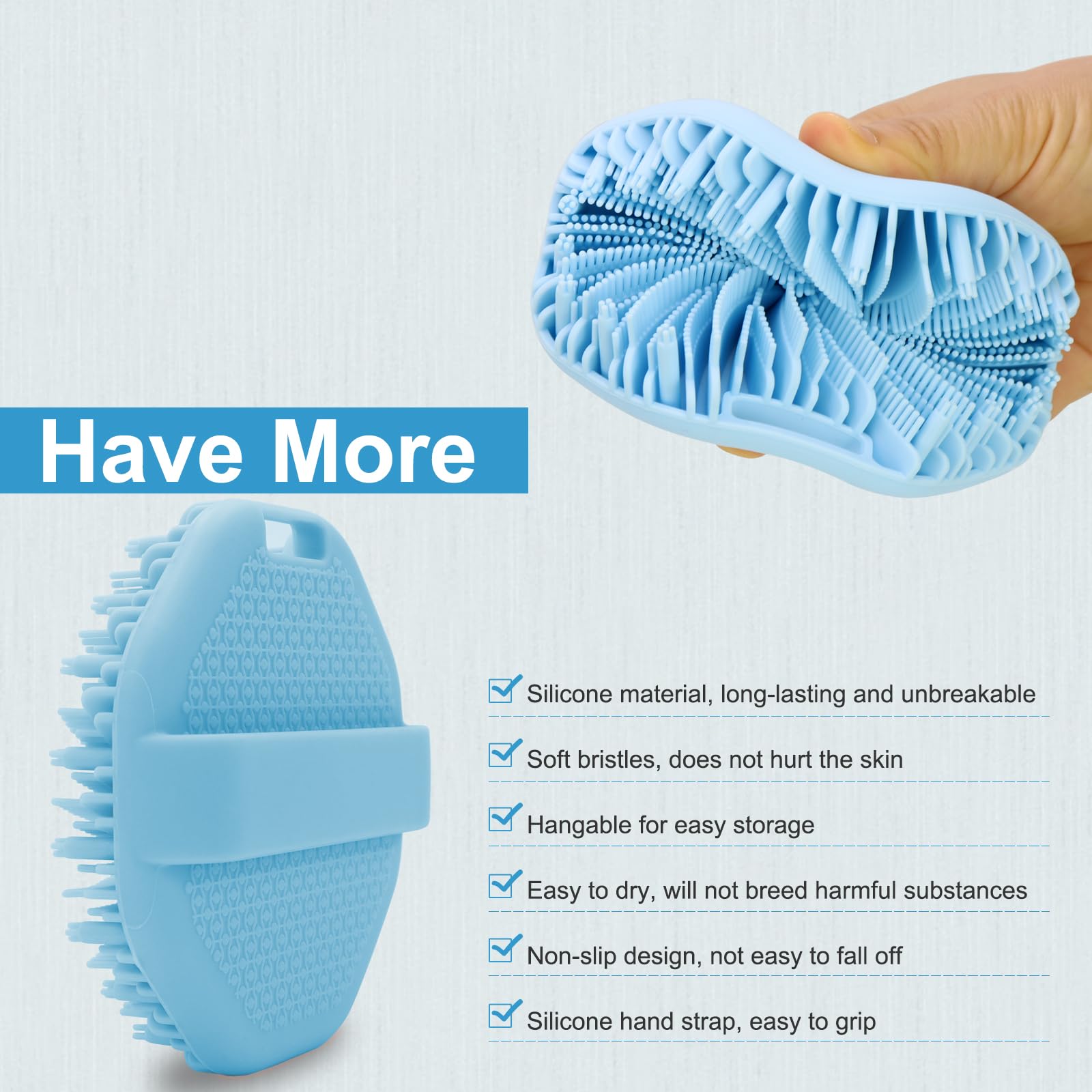 Wetang Silicone Body Scrubber, Body Wash Scrubber, Shower Scrubber For Body, Non-Slip Handle For Easy Cleaning, Travel Friendly