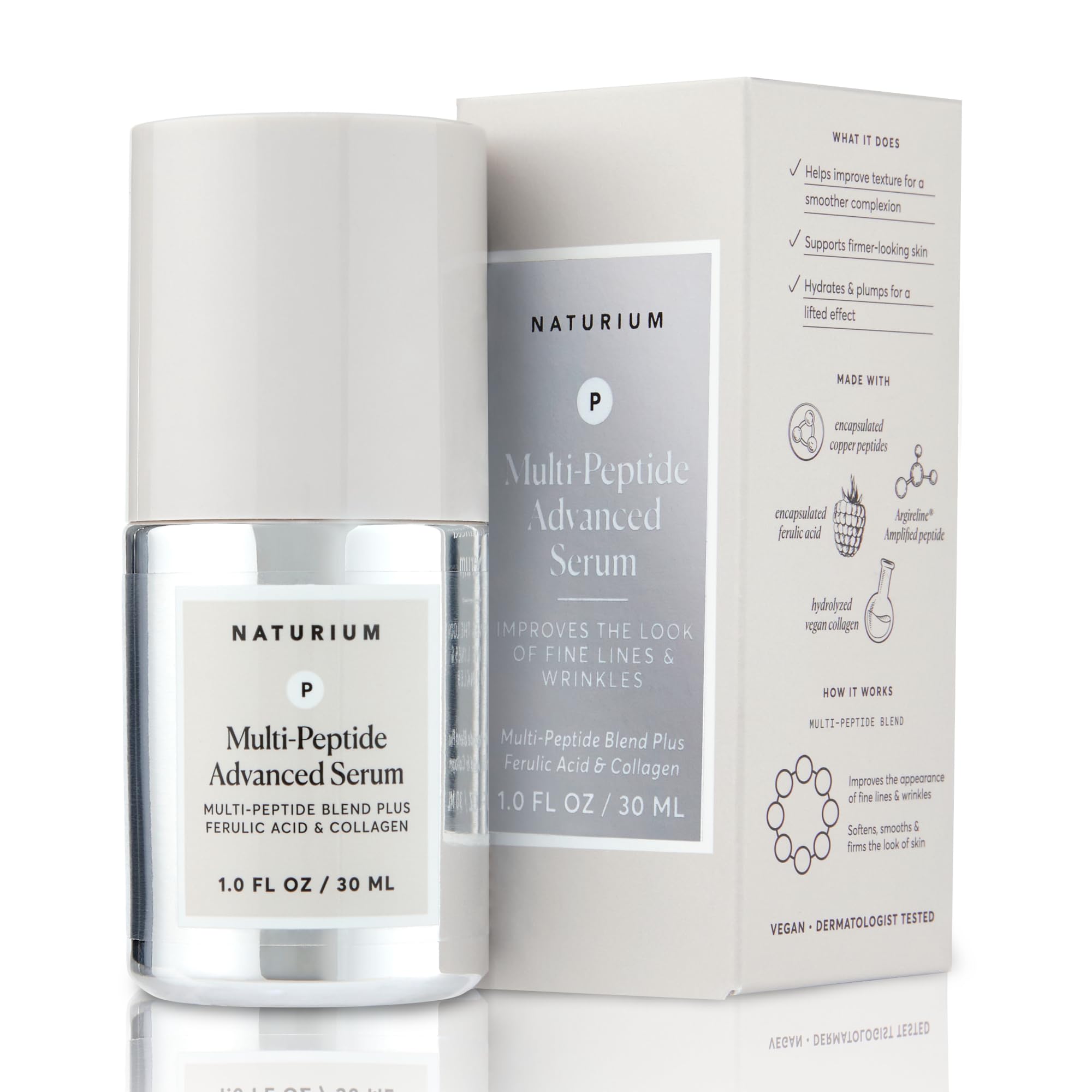 Naturium Multi-Peptide Advanced Serum, Firming & Smoothing Face Serum for Fine Lines & Wrinkles with Advanced Multi-Peptide Blen