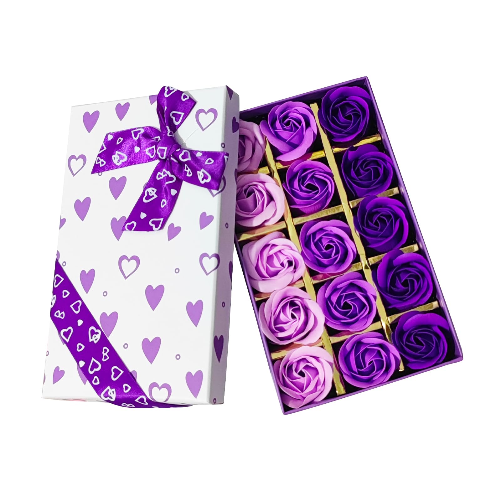 Rotumaty 15 PCS Floral Scented Bath Soap Rose Flower Petals, Plant Essential Oil Rose Soap Set, Best Gifts for Her Women Girls M