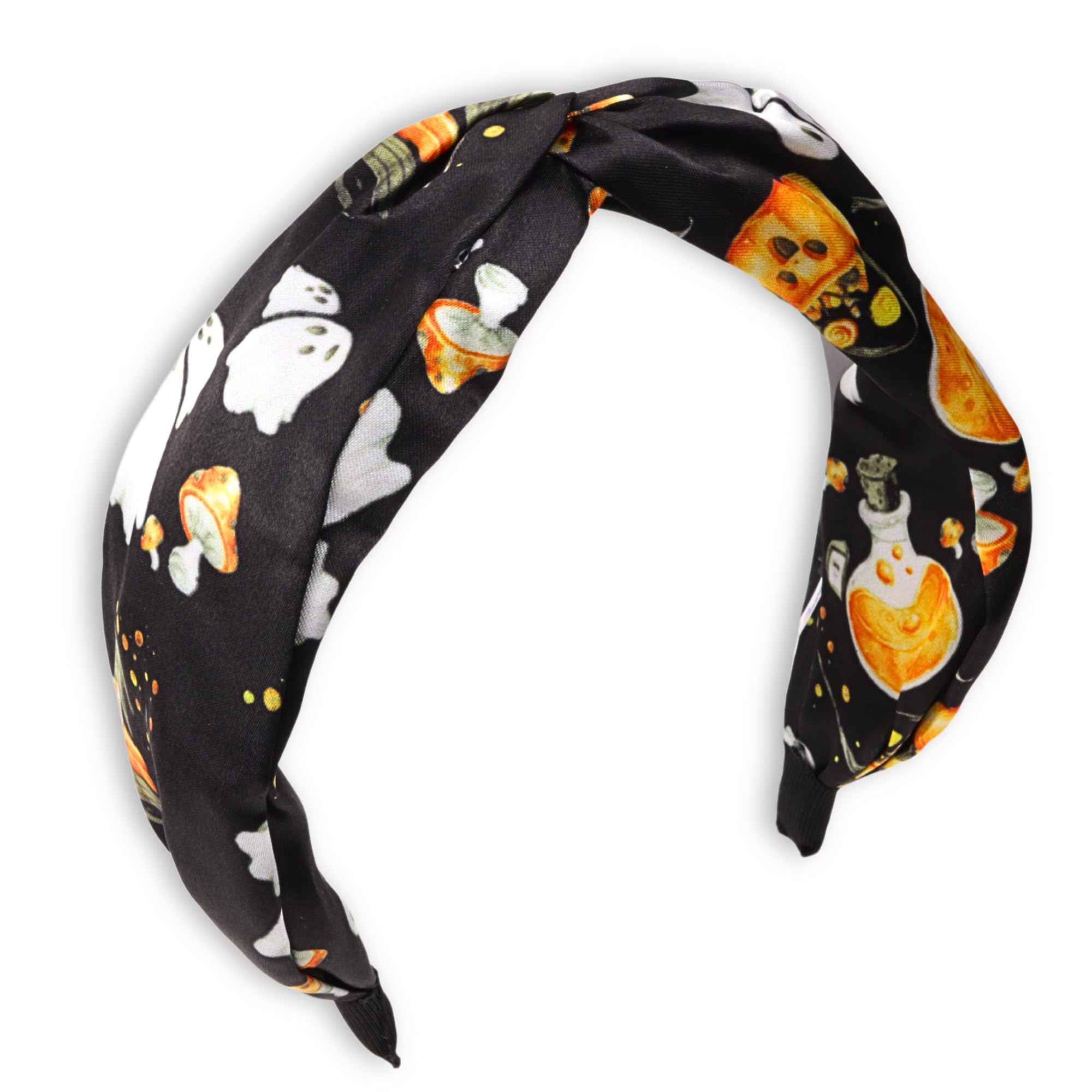 Needzo Halloween 2024 Knotted Headband, Black and Orange Festive Hair Accessory for Parties, Super Soft, 6.5 x 5 Inches