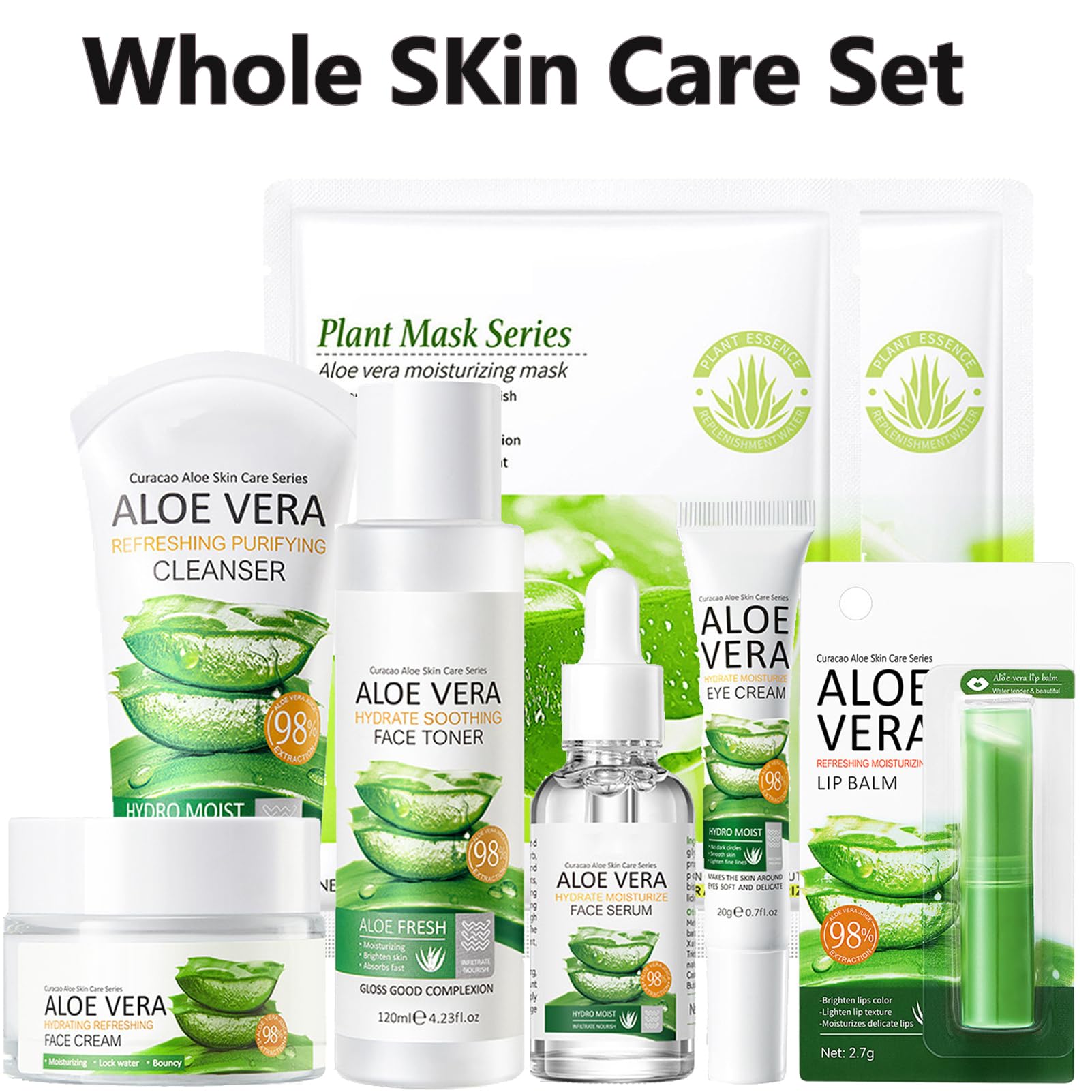 8Pcs Skin Care Products Set, Aloe Vera Skin Care Sets, Skin Care Gift Set For Women Girls, Skincare Routine Set, Face Care Kit W